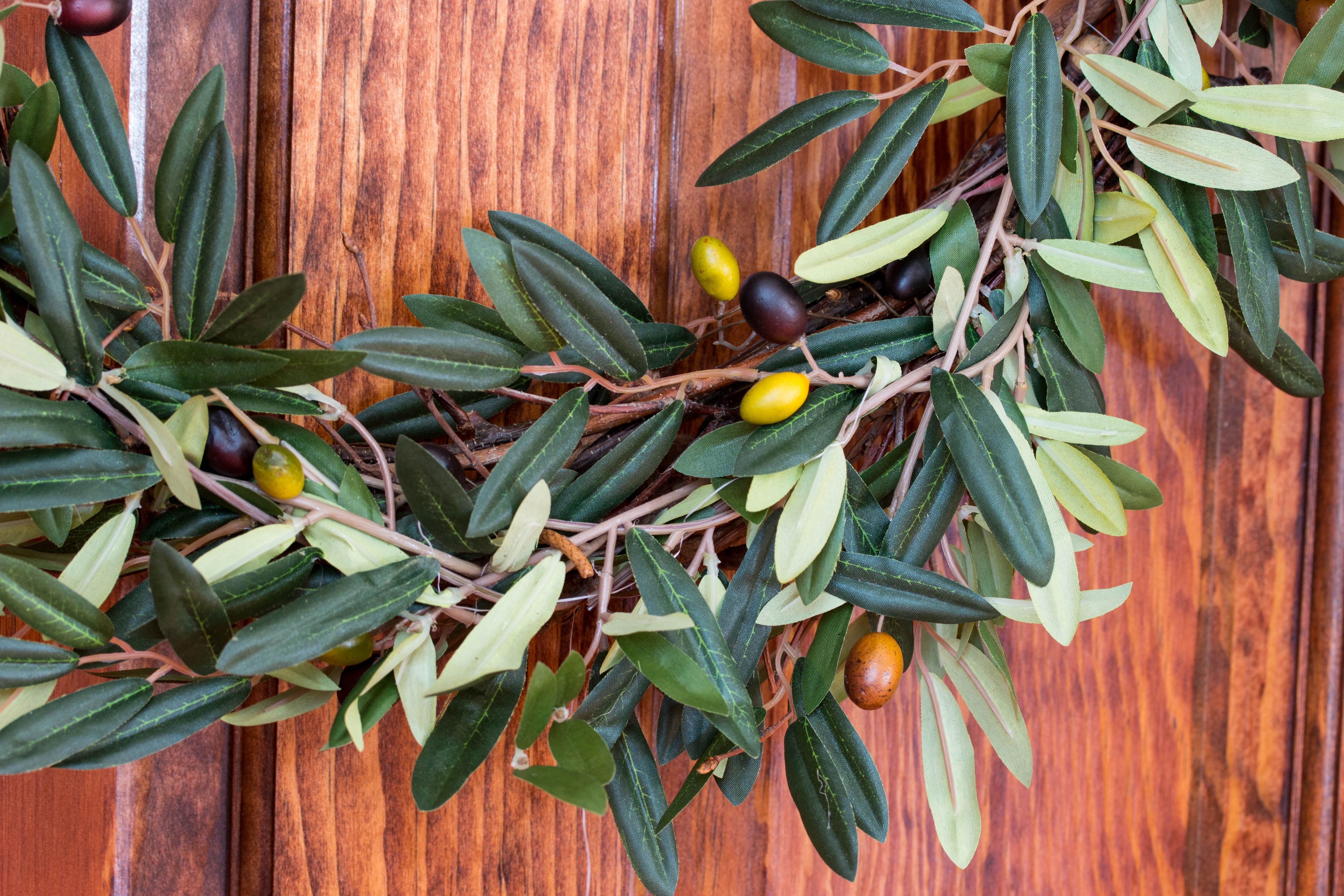 Nearly Natural 20" Olive Artificial Wreath, Green - Image 3