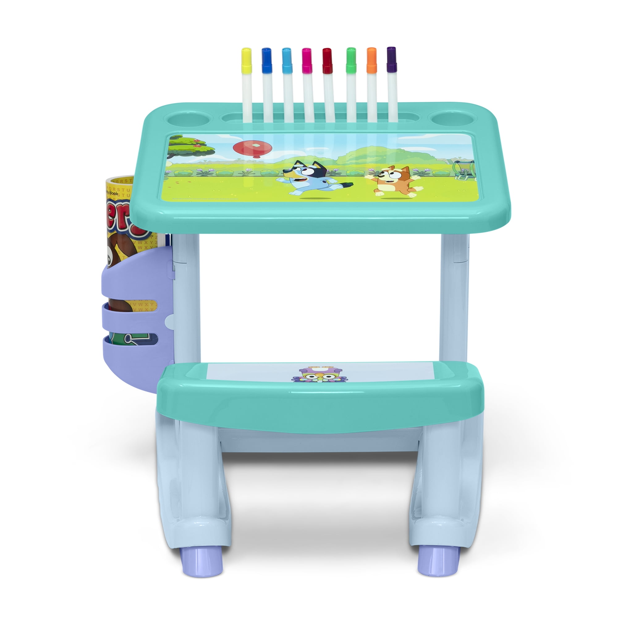 Bluey Draw and Play Desk by Delta Children – Includes 10 Markers and Coloring Book, Blue - Image 2