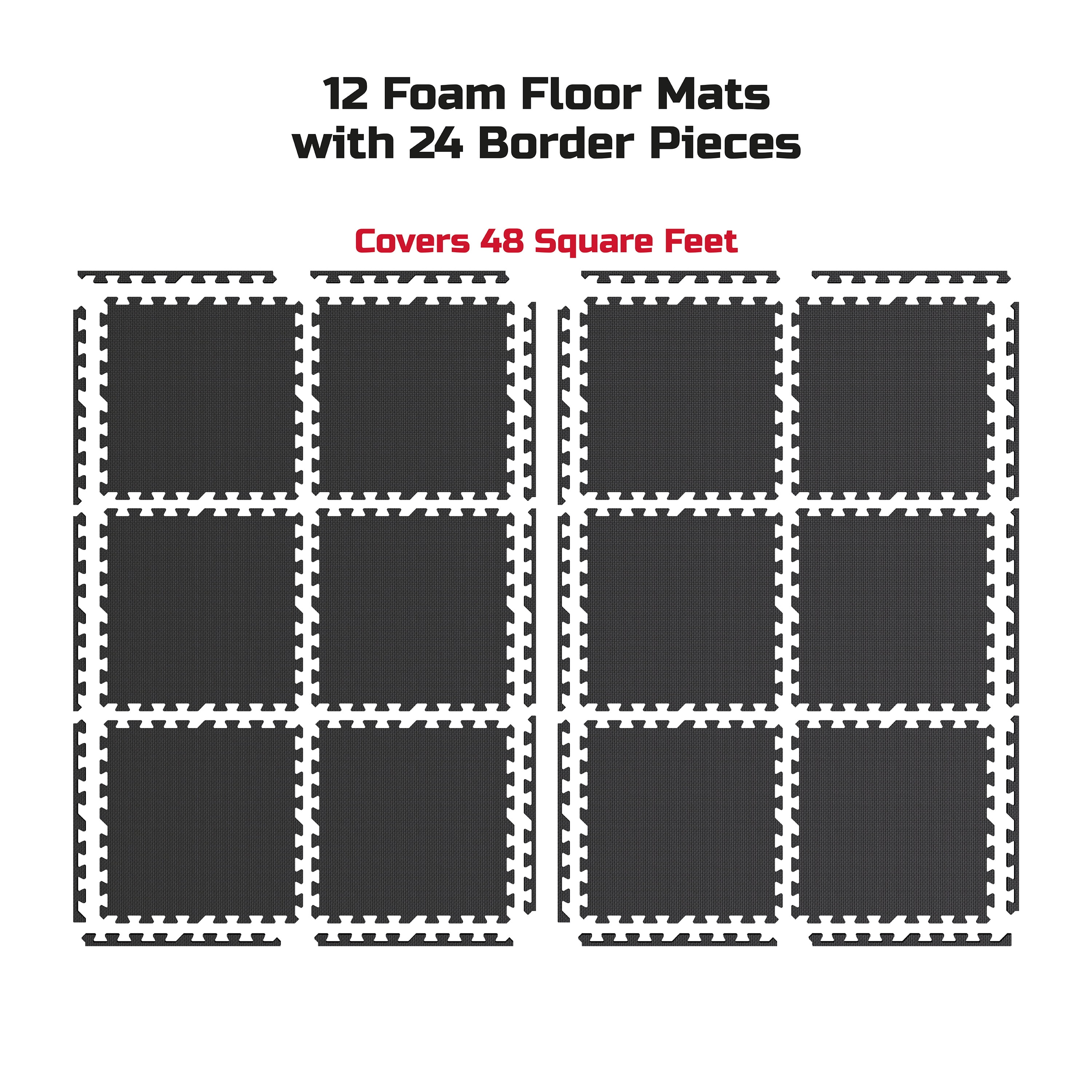 FitRx Pro Mat Exercise Mat, 12-Pack 24" x 24" Interlocking Foam Floor Tiles for Home Gym EVA Foam Mat, 48 sq. ft. - Image 5