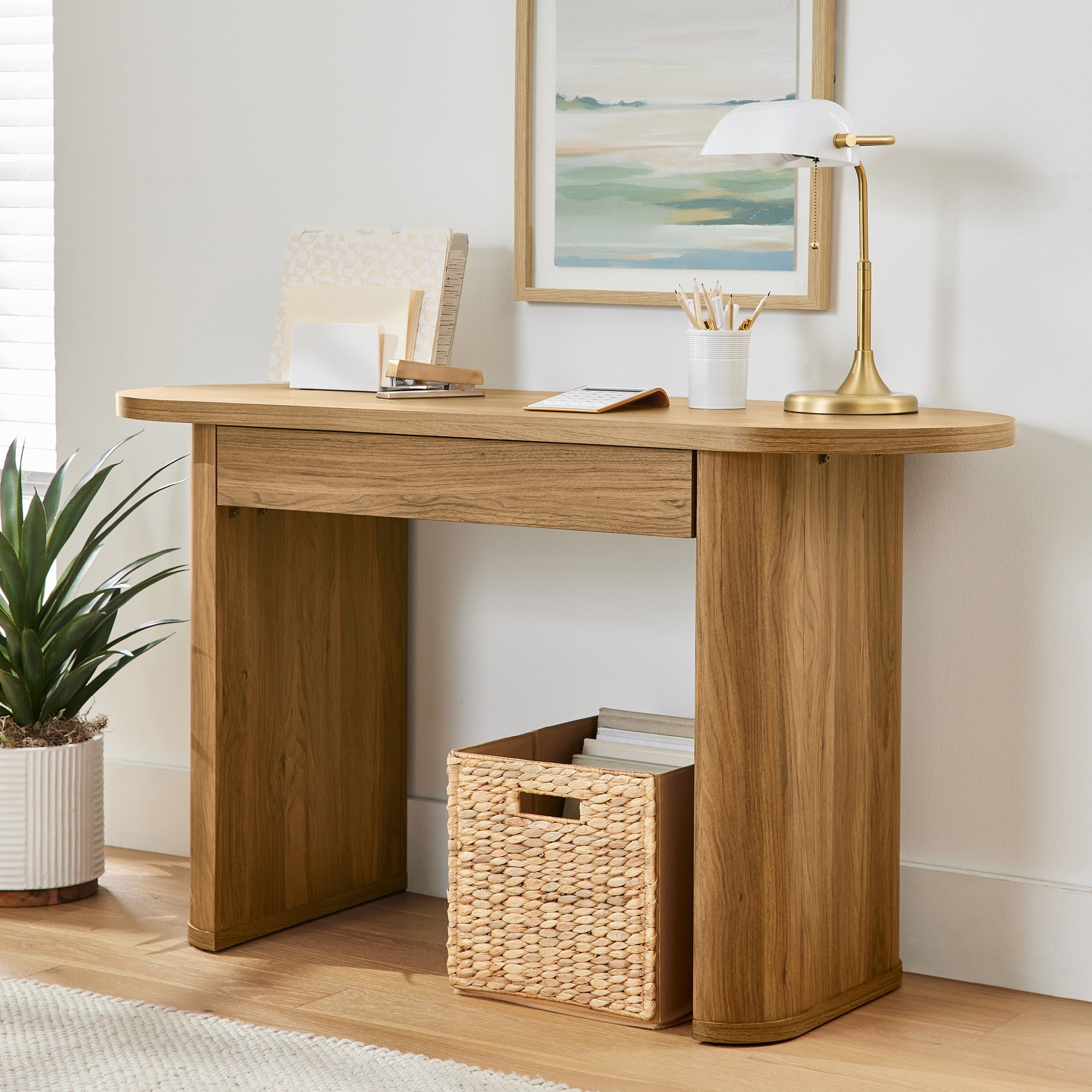 Better Homes & Gardens Juliet Oval Writing Desk, Light Honey Finish - Image 6