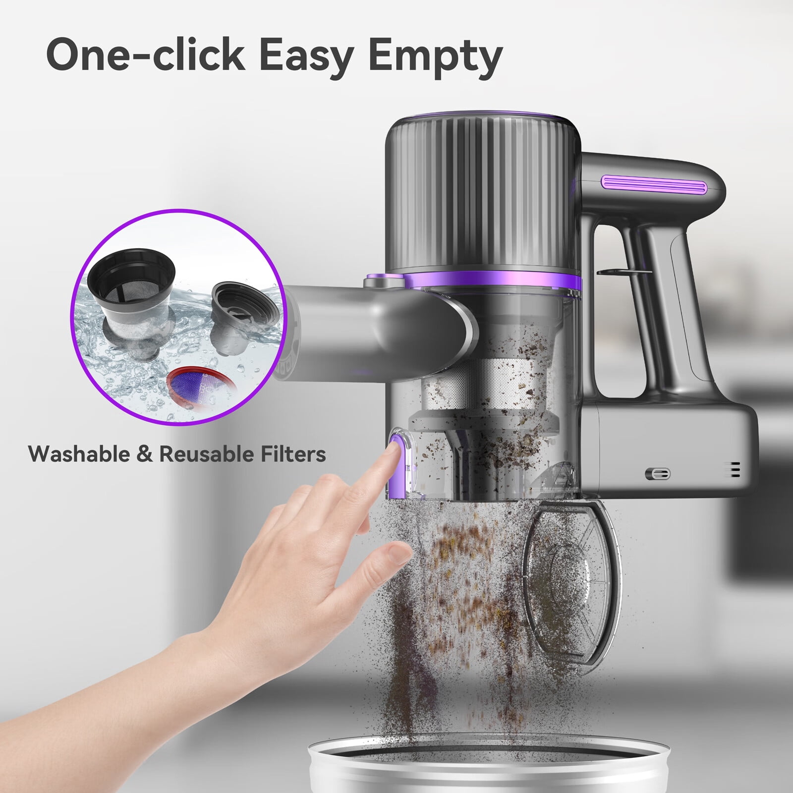 Poweart Cordless Vacuum, 30000PA Stick Vacuum Cleaner for Carpet Pet Hair Wood Floor Home - Image 4