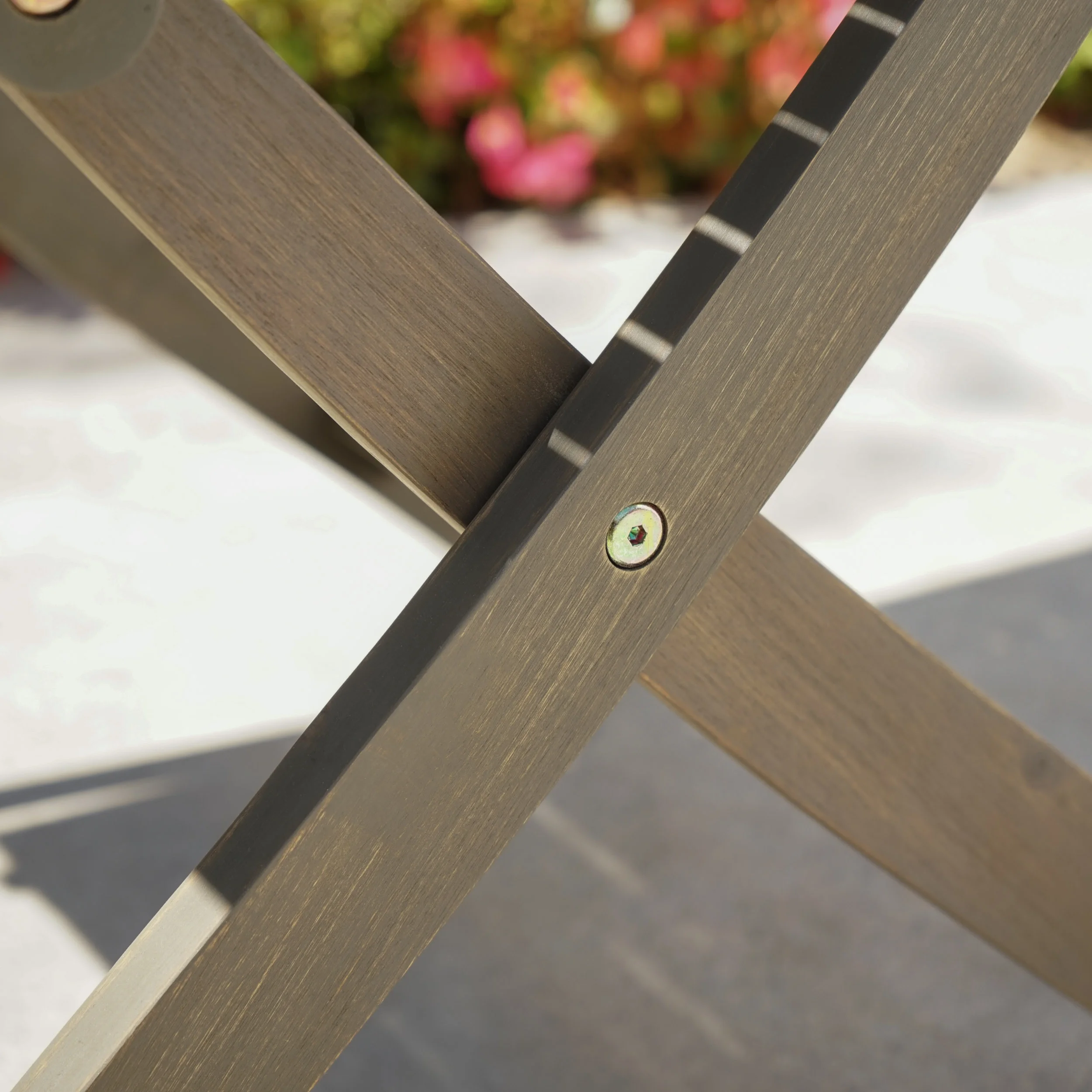 Bristle Outdoor 3 Piece Foldable Acacia Wood Bistro Set, Grey - Image 2