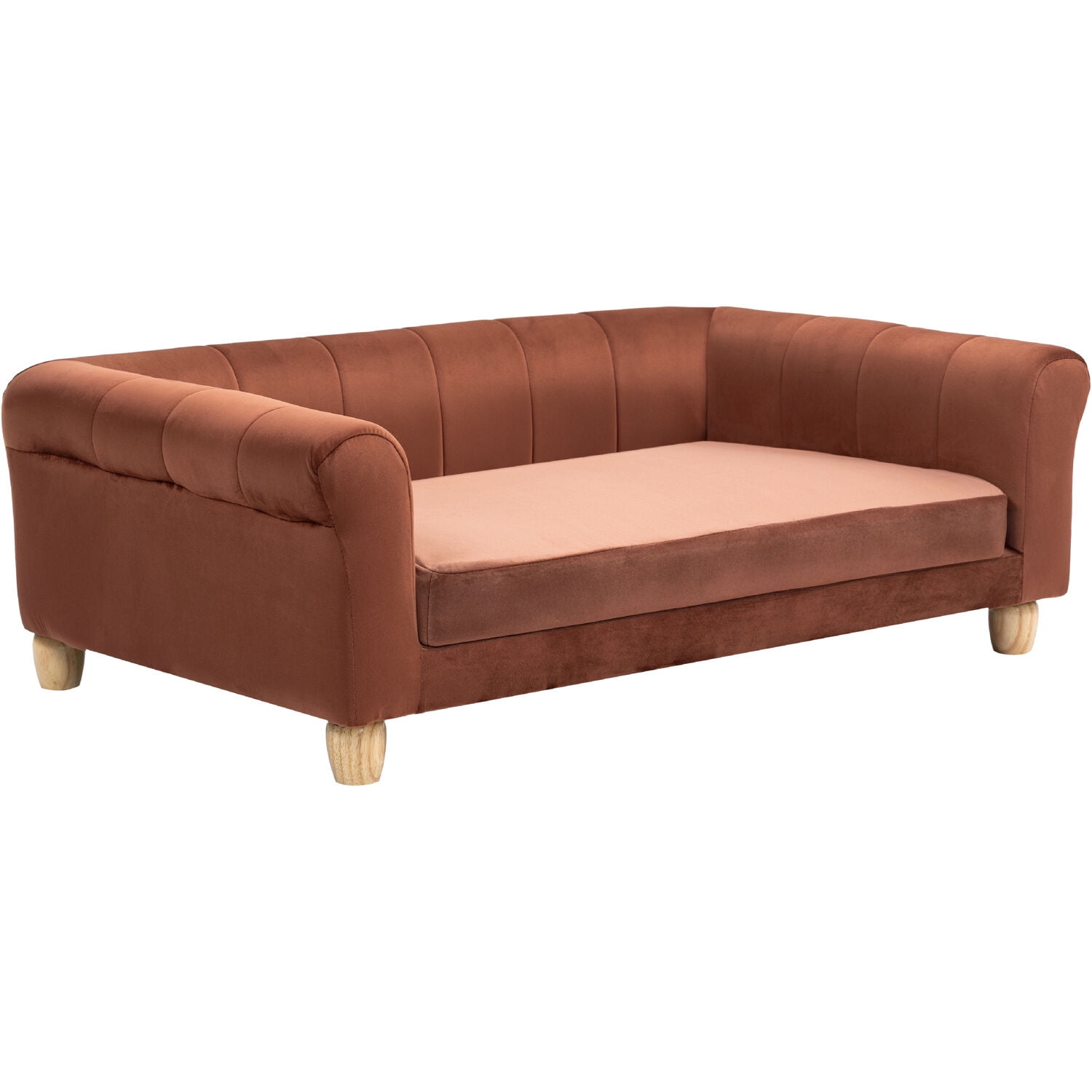 Critter Sitters 42-in. Elegant Brown Faux-Velvet Rectangle Dog Pet Bed - Image 4