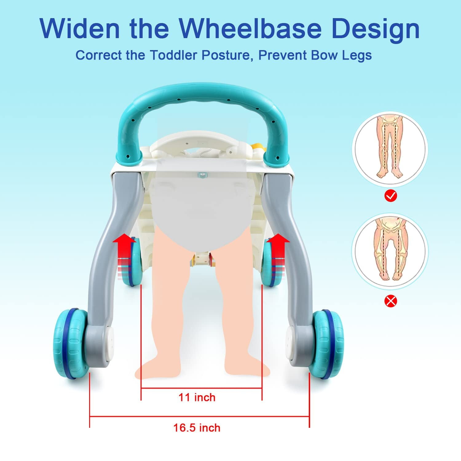 Ant Class Sit to Stand Learning Walker, 3 in 1 Baby Walkers for Boys Infant Wlakers for Girls Walking Toys for Toddlers 1-3, Blue - Image 7