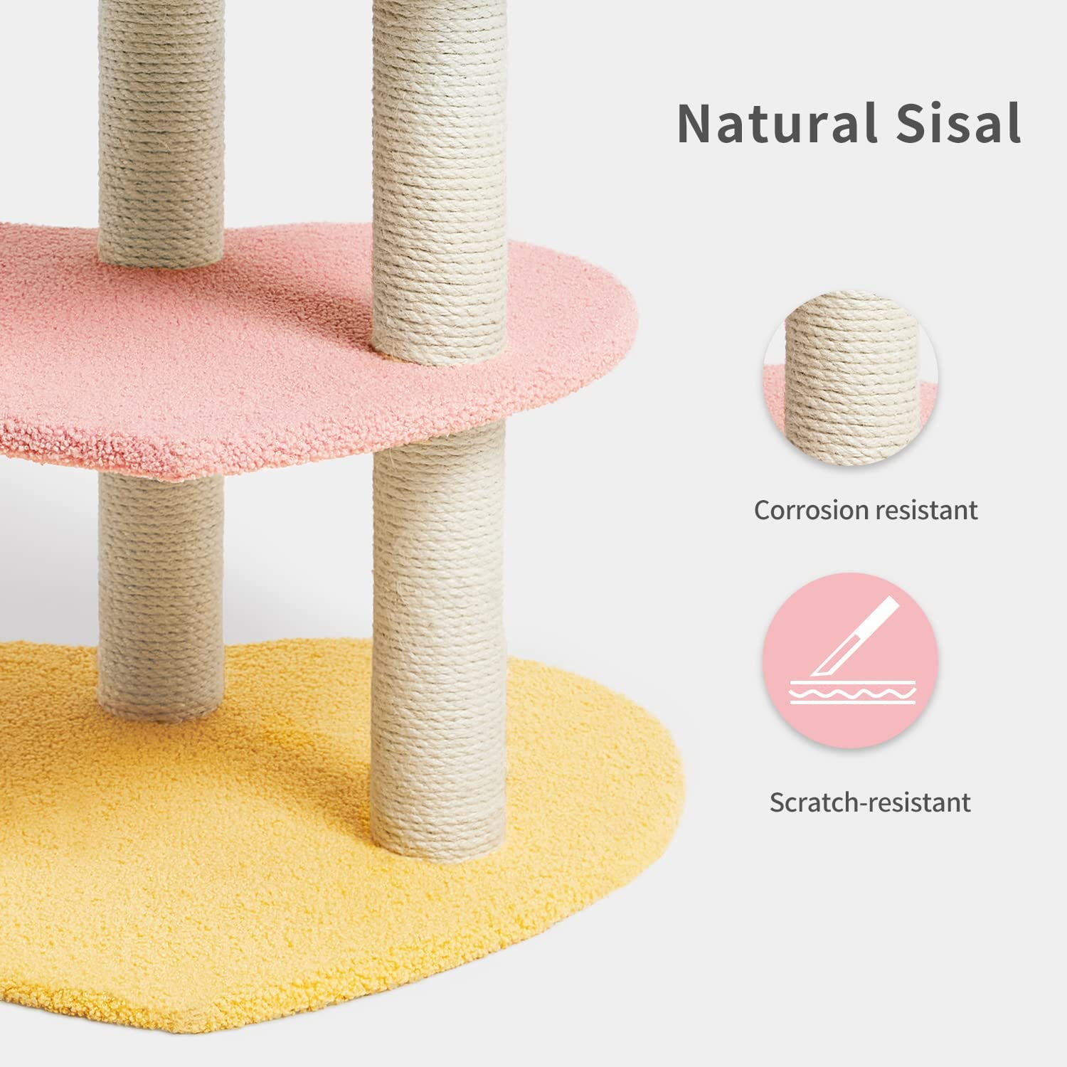VETRESKA Cat Tree Cat Tower Sisal Scratching Posts Multi-Level Platform Activity Furniture 39.4'' - Image 7