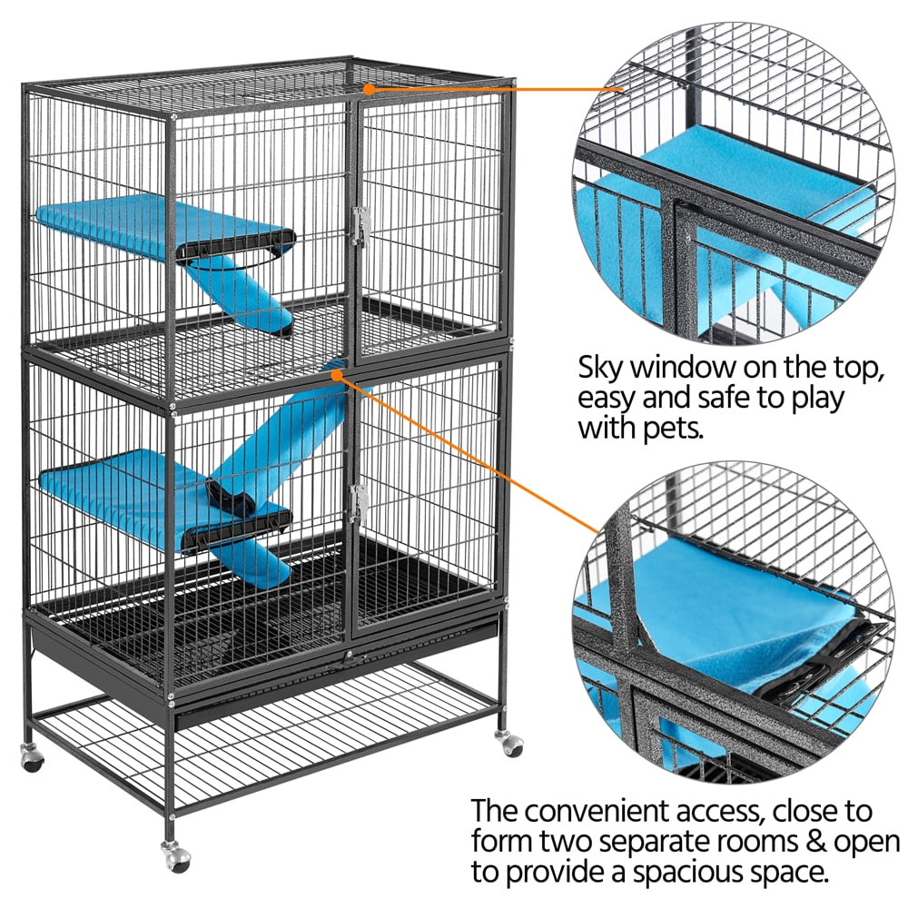Renwick Two Story Small Animal Cage with 2 Removable Ramps, Black - Image 2