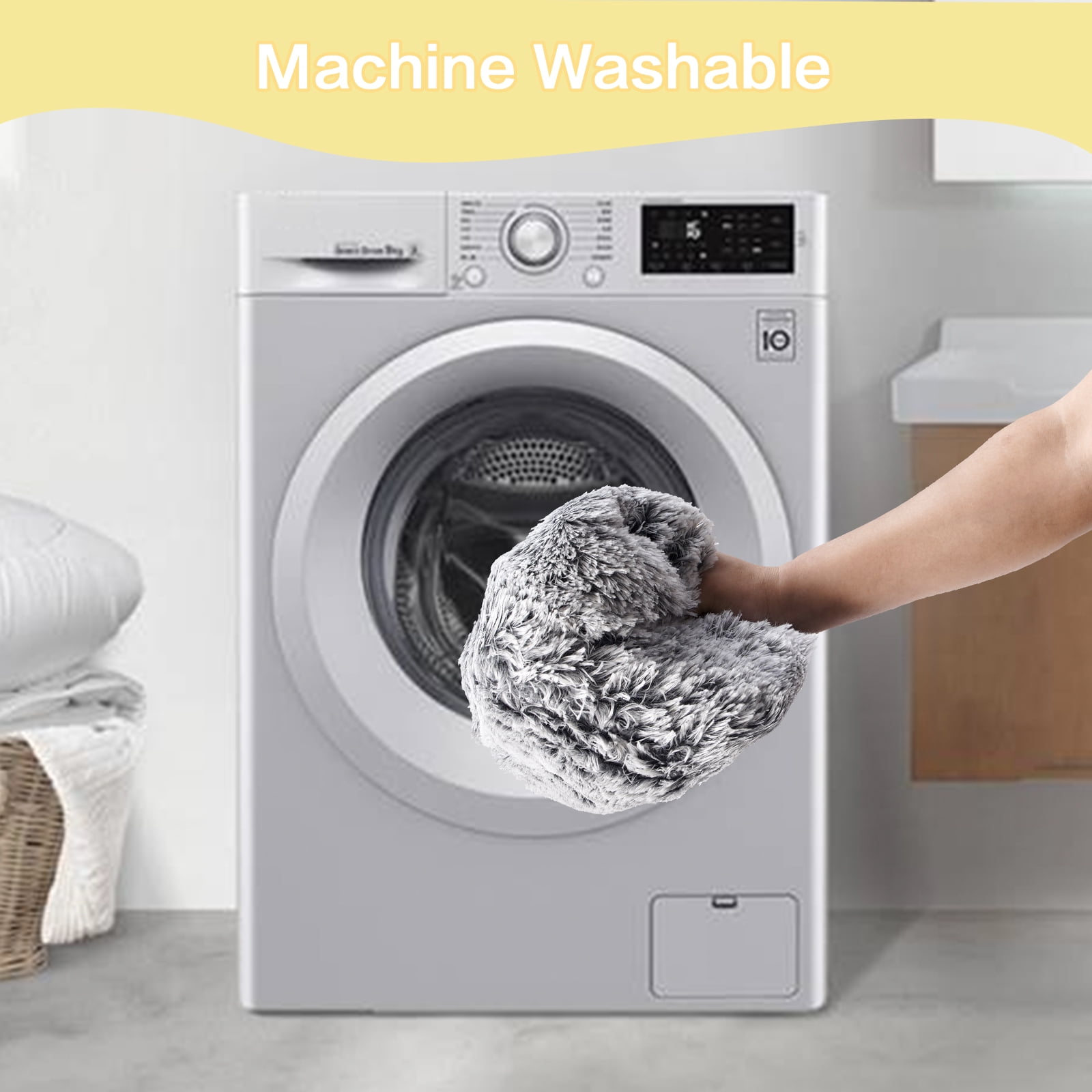 Bedfolks Calming Donut Dog Cuddler Bed, 36" Round Plush Pet Bed for Large Dogs, Dark Grey - Image 5