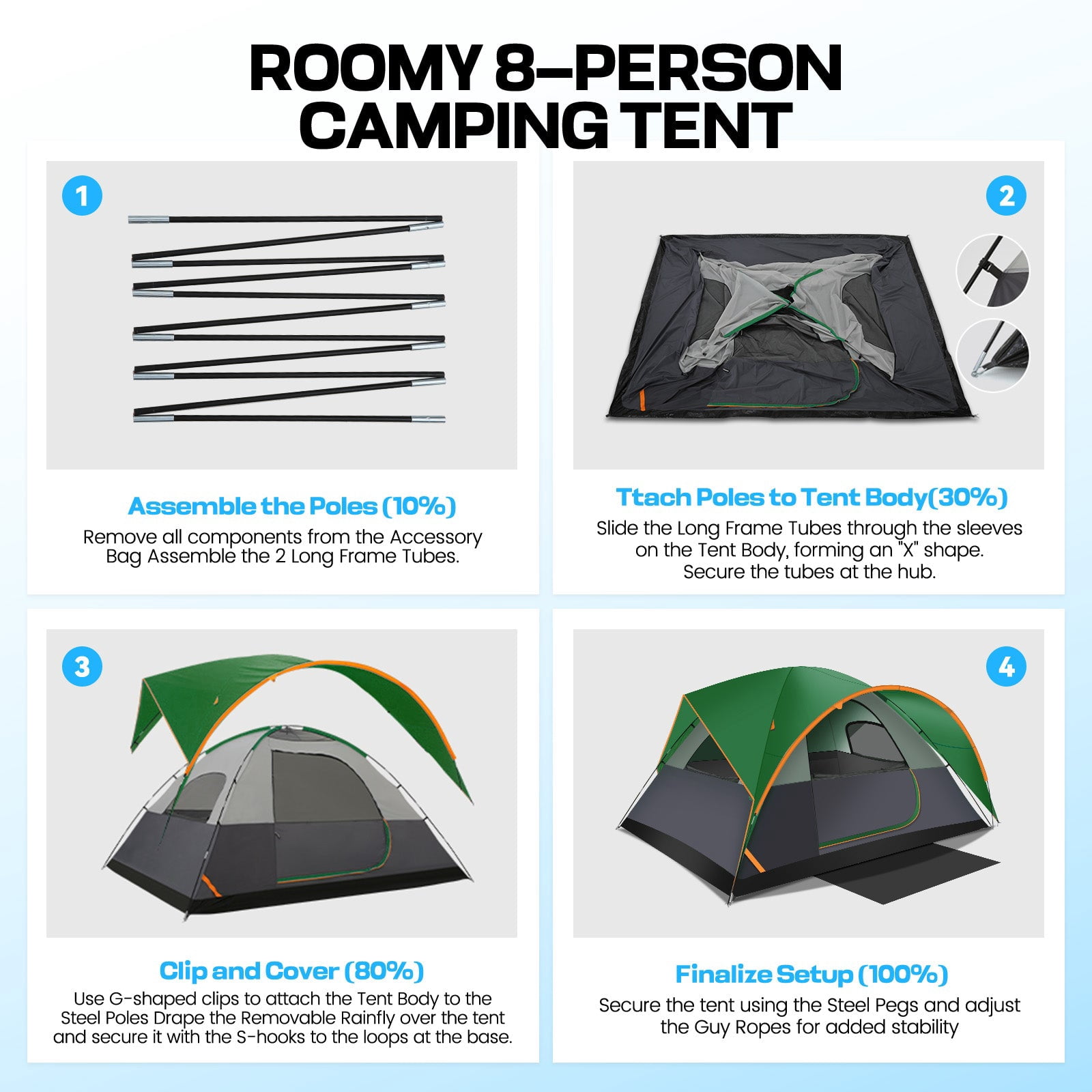 COBIZI 10x10 Pop Up Canopy Tent Portable Waterproof Gazebo UPF 50 Sun Protection Easy Setup for Outdoor Party Beach Camping Gatherings Gray - Image 3