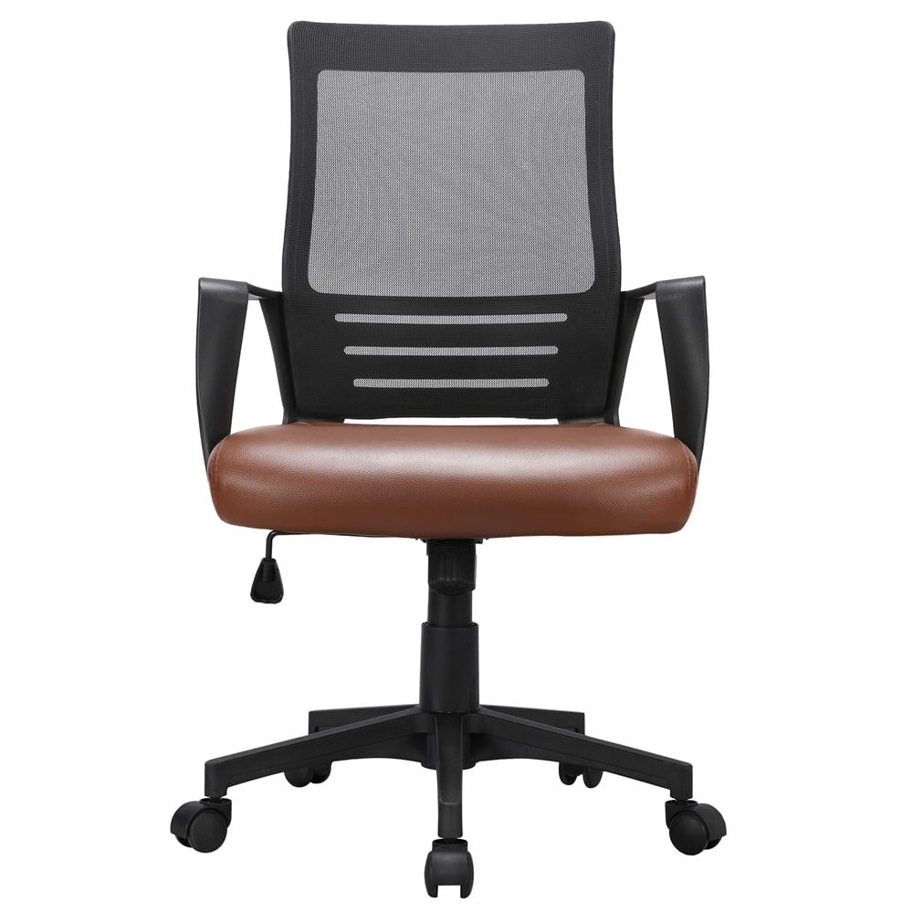 Renwick Midback Ergonomic Office Chair with Faux Leather Seat, Set of 2, Brown - Image 4
