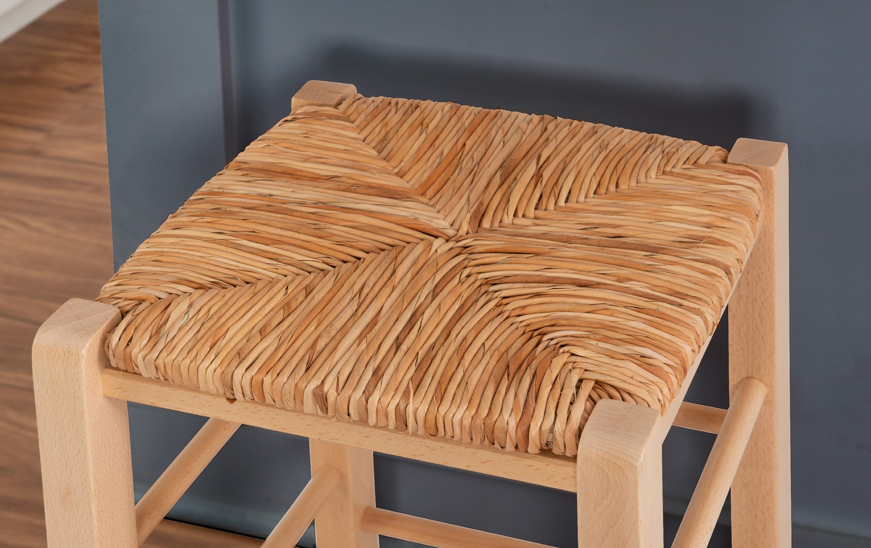 Linon Ivica 24.4" Backless Counter Stools, Set of 2, Natural with Handwoven Rush Seat - Image 7