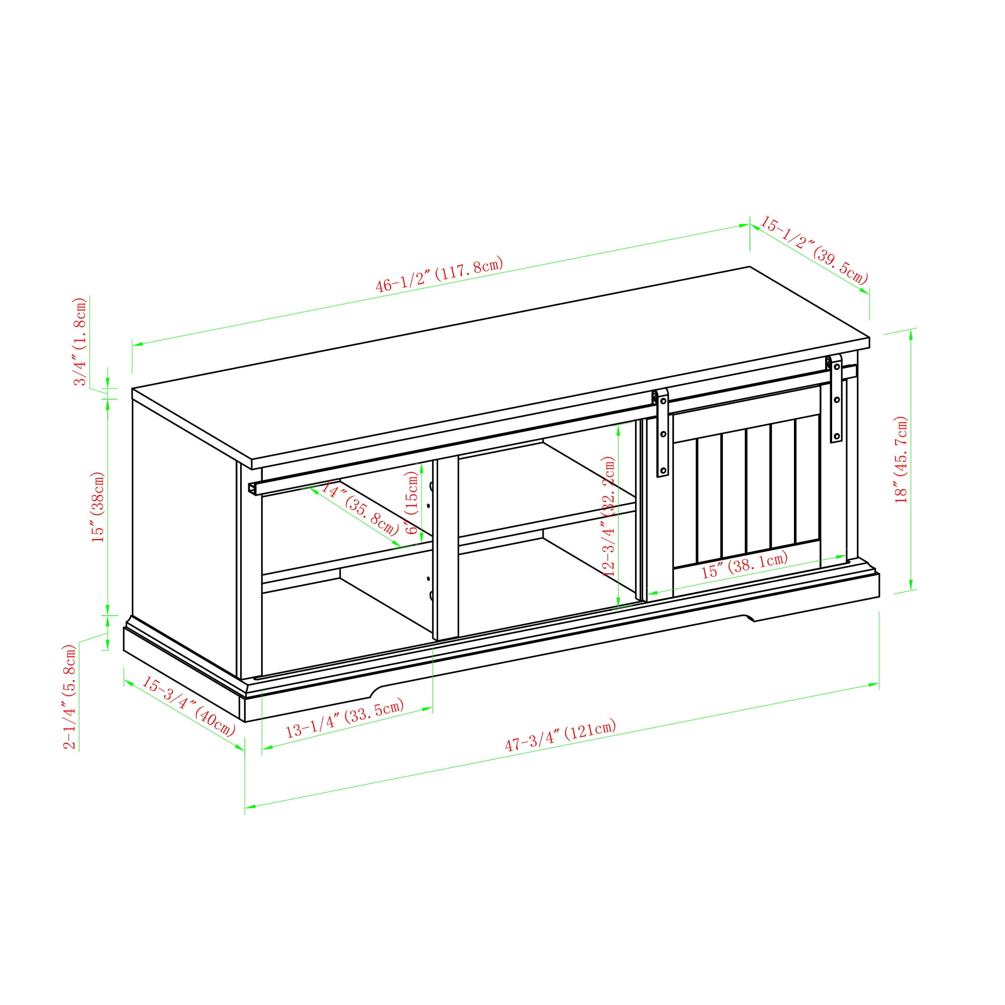 Woven Paths Dorset Grooved Sliding Barn Door Storage Bench, Birch - Image 4