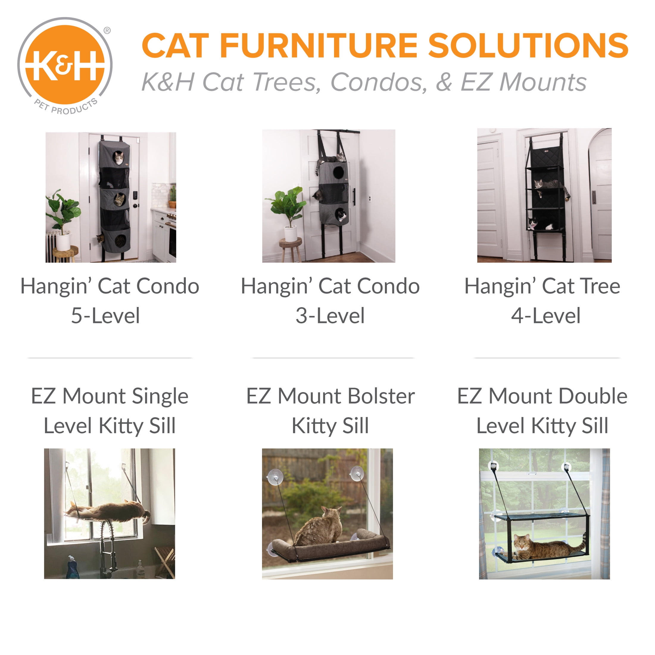K&H Pet Products Hangin' Cat Condo Multi-Story Classy Gray 5 Story High Rise - Image 2