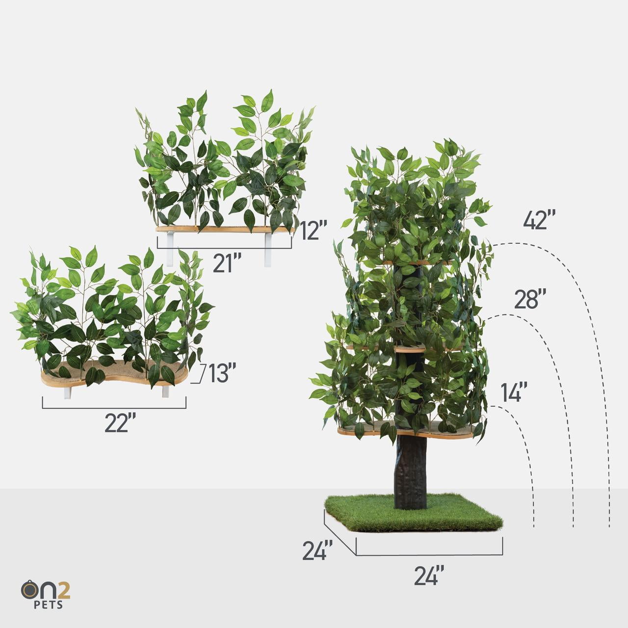 On2 Pets Bundle Cat Activity Tree with Leaves, Cat House & Cat Condo with a Set of 2 Wall-Mounted Cat Shelves, A - Image 6