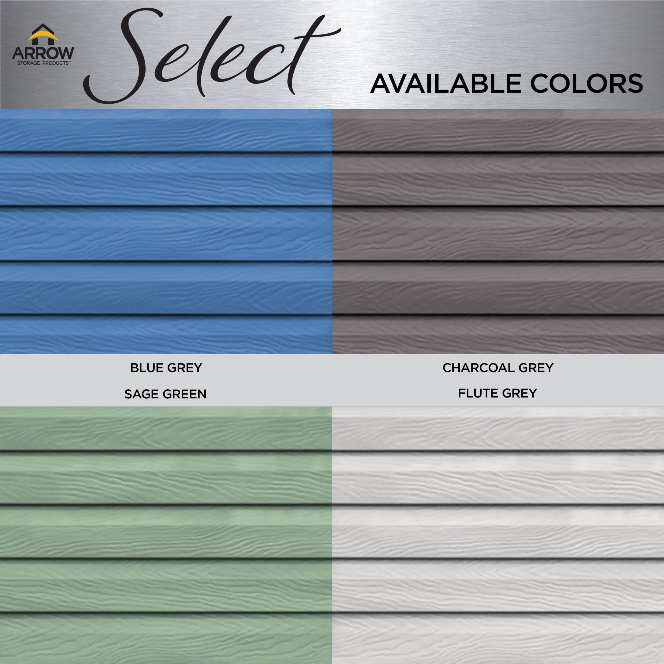 Arrow Select 6 x 7 x 7 ft Flute Grey Steel Storage Shed - Image 6