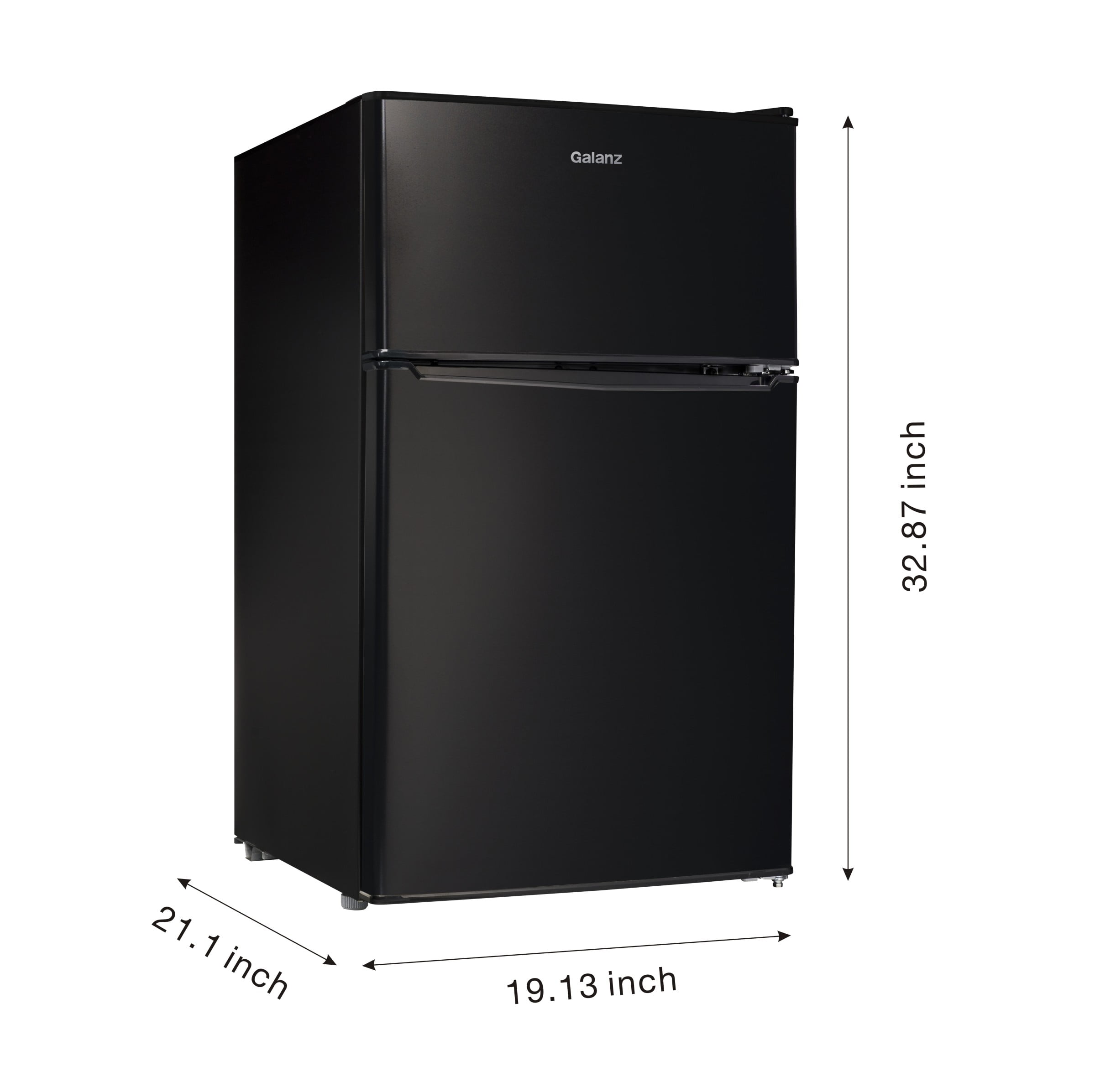 Galanz 3.1 Cu ft Two Door Mini Fridge with Freezer GL31BK, Black - Image 2