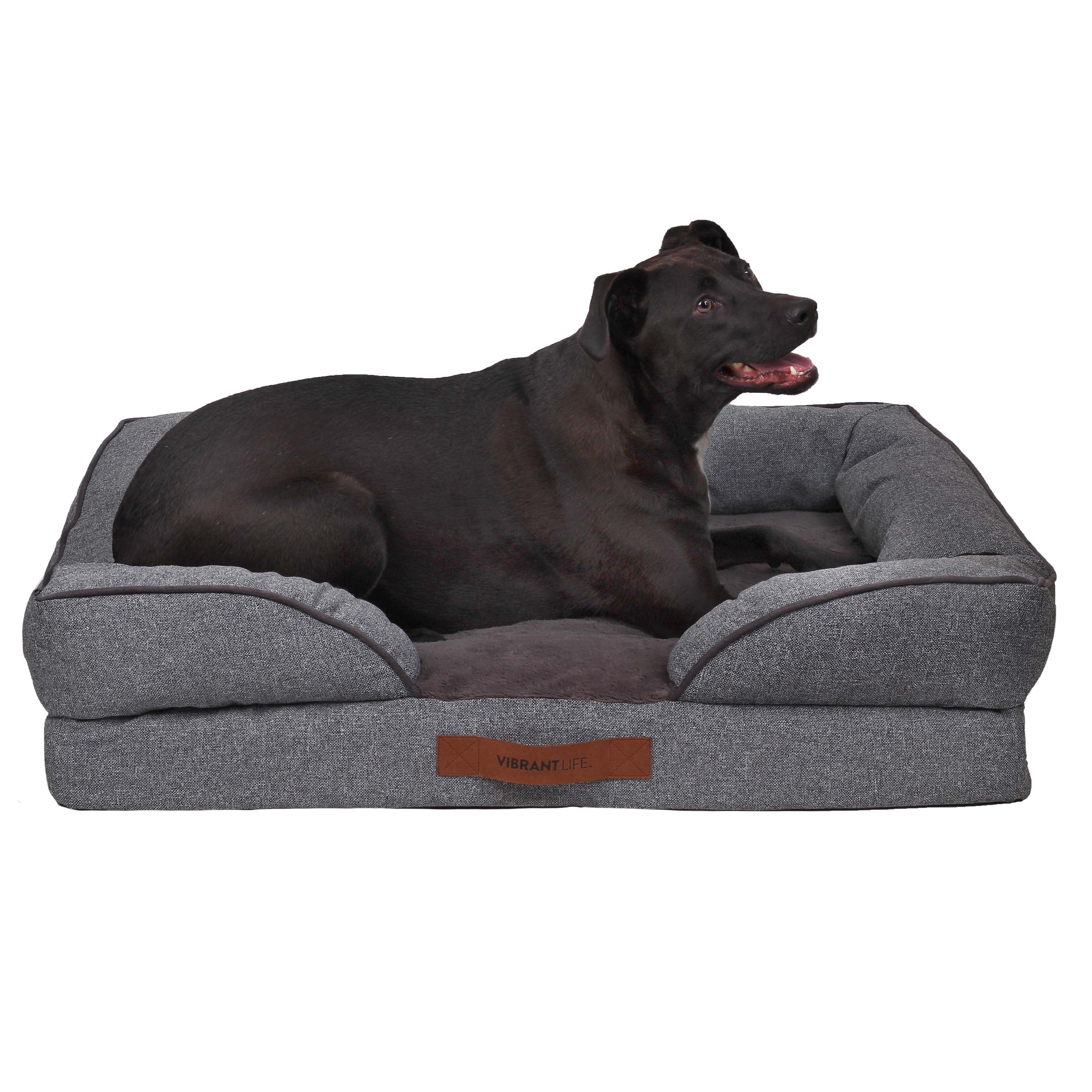 Vibrant Life Large Cozy Orthopedic Sofa-Style Dog & Cat Bed, Gray - Image 3