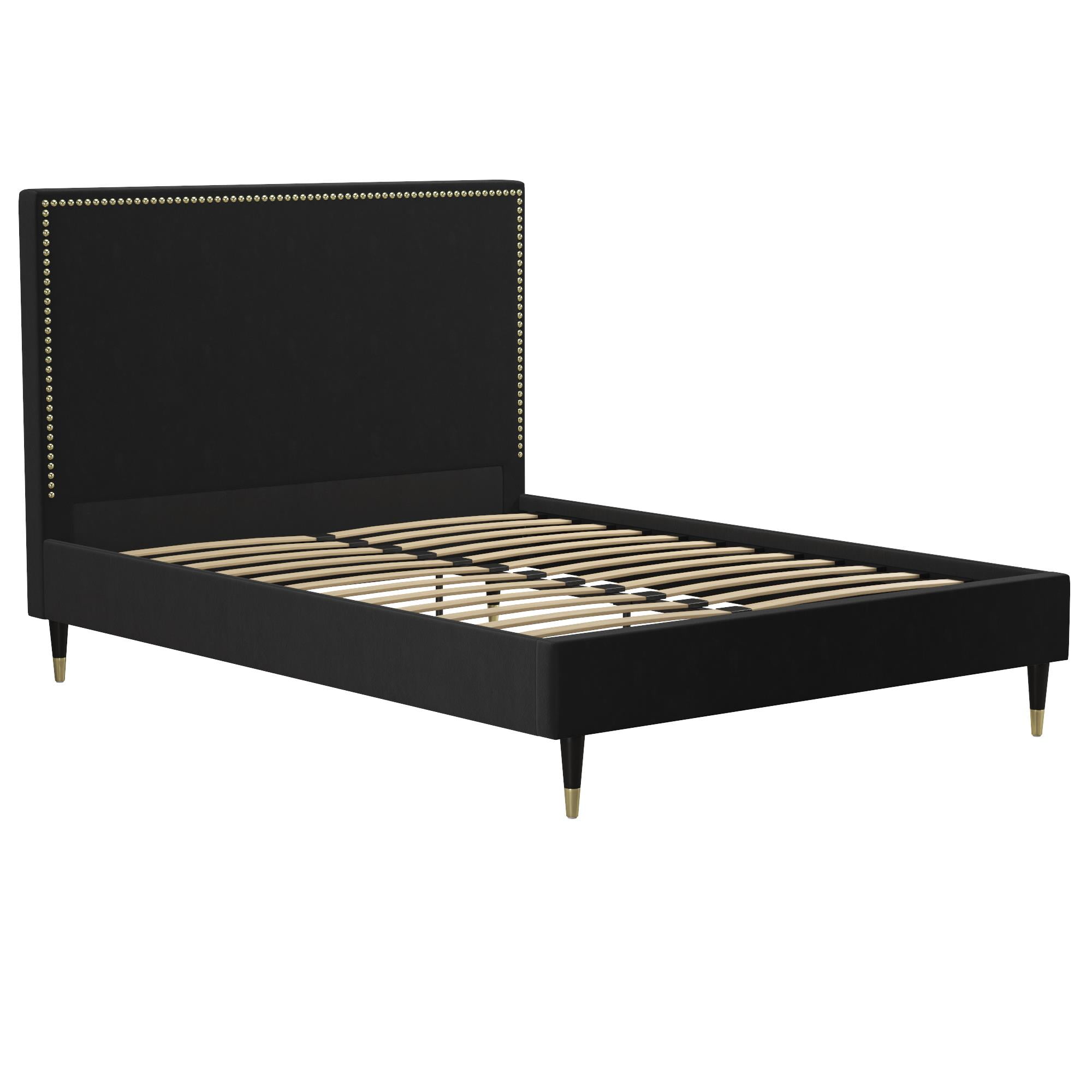 CosmoLiving by Cosmopolitan Audrey Upholstered Bed, Black Velvet, Queen - Image 18