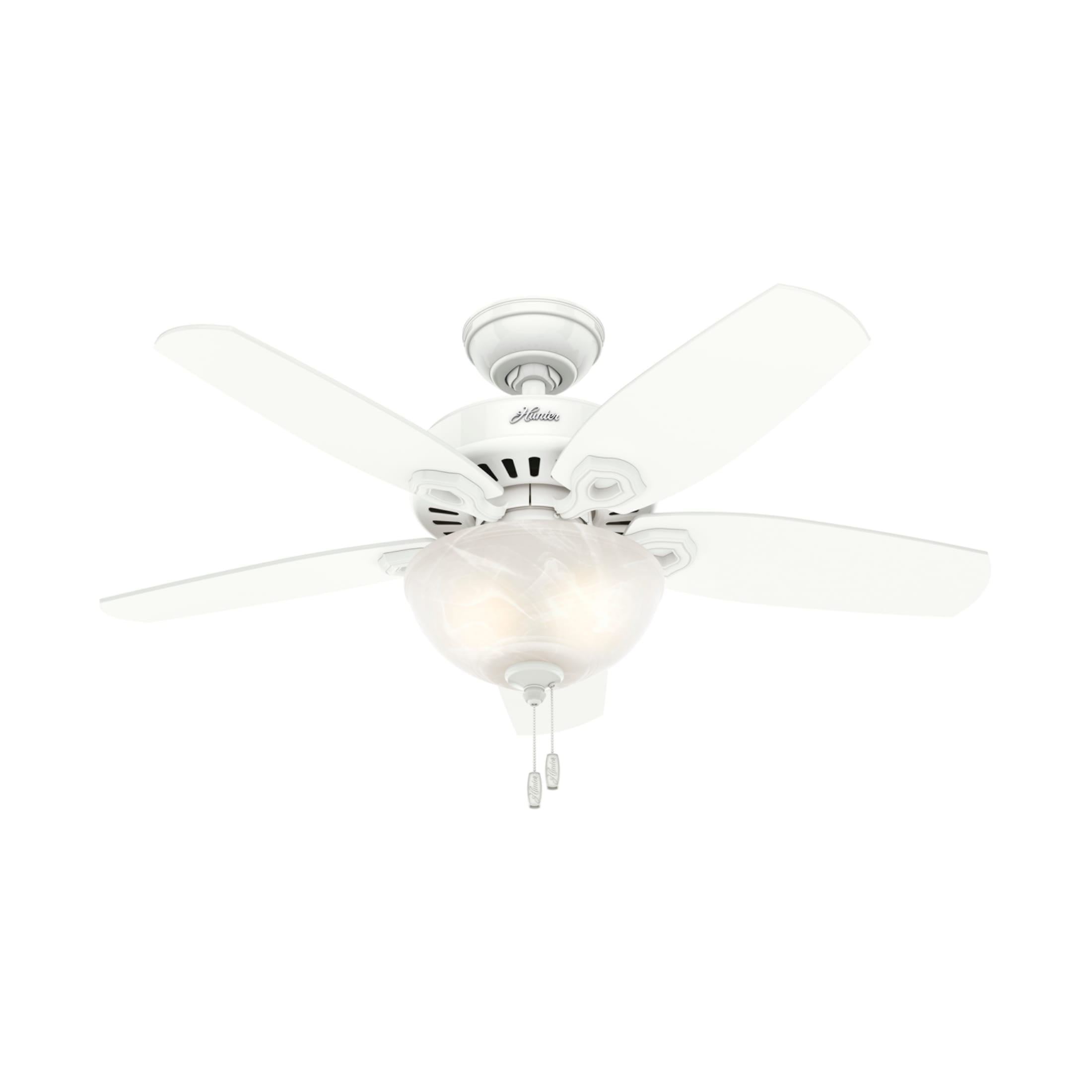 Hunter 42 inch Indoor Ceiling Fan with LED Light - White Ceiling Fan with Pull Chain, For Bedroom or Living Room, Standard Mount, No Remote, 5 Blades, Includes Bulbs - Builder 52217, Snow White - Image 9