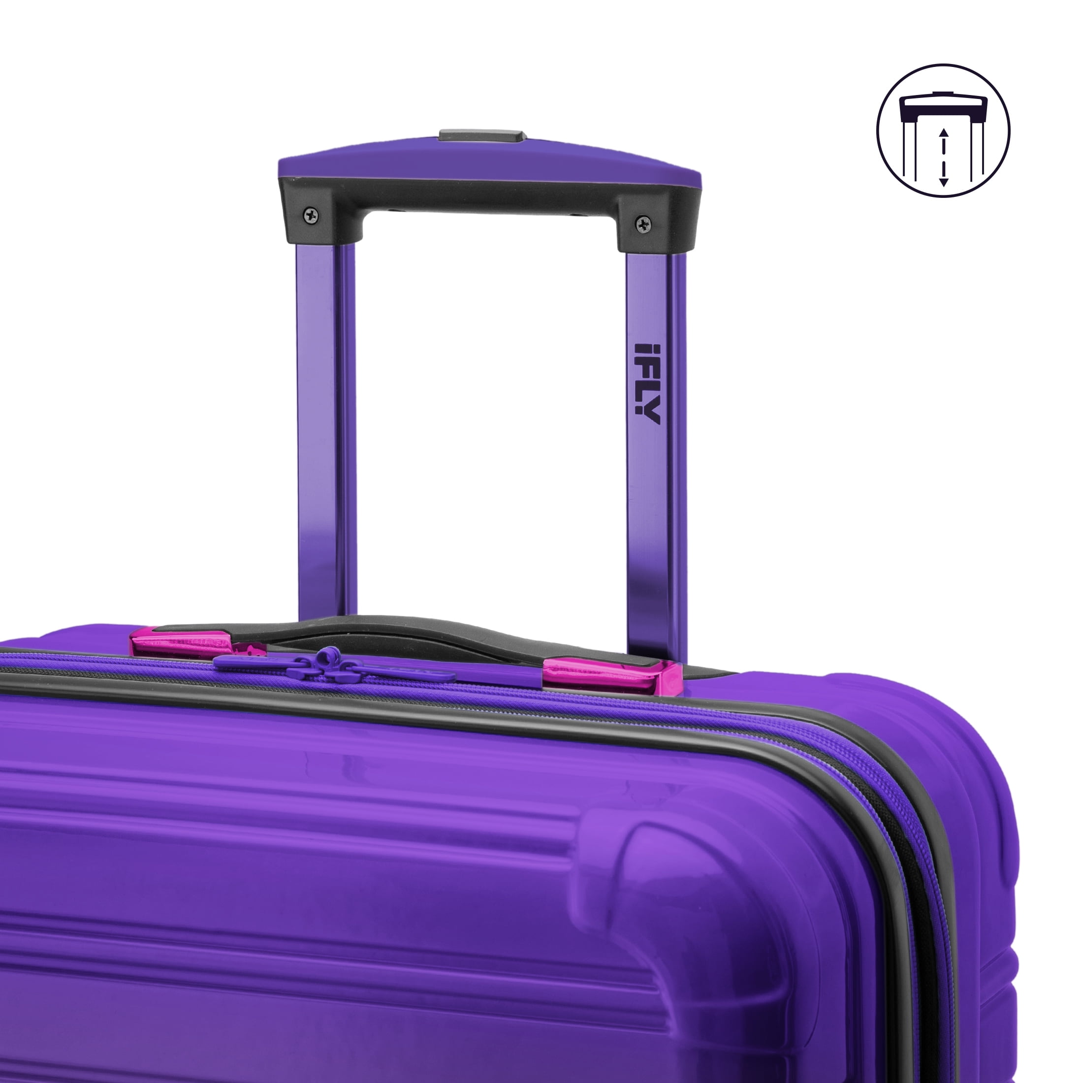 iFLY Fibertech 28" Large Checked Suitcase – Hardside Expandable Spinner Luggage for Travel, Midnight Berry - Image 3