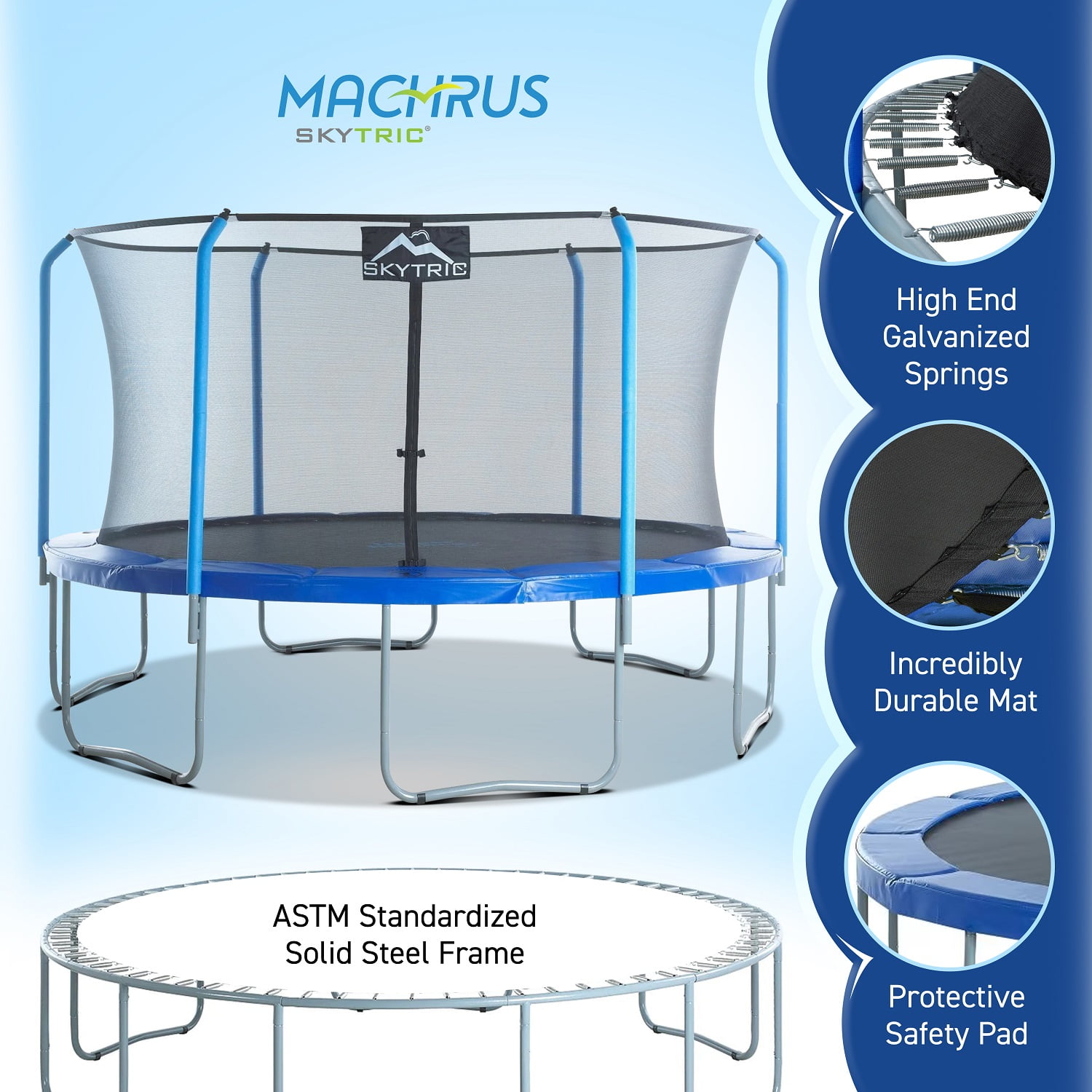 Machrus Skytric 15FT Round Trampoline with Top-Ring Flex Frame Safety Enclosure – Trampoline for Kids, Toddlers & Adults – Mini Trampoline for Outdoor Fun – Easy to Assemble - Image 4