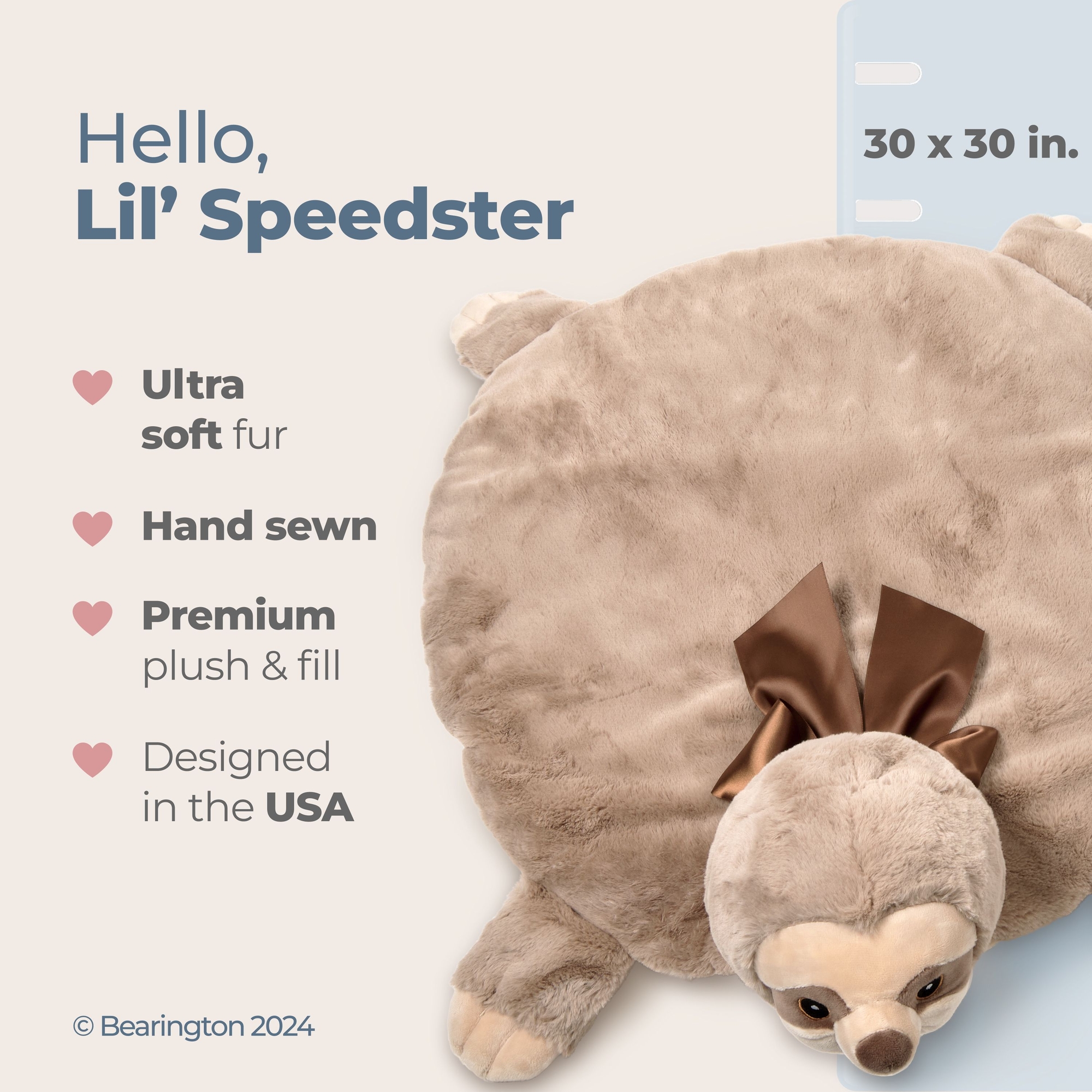 Bearington Baby Lil’ Speedster Tummy Time Mat, 30 x 30 Inch Sloth Plush Stuffed Animal Blanket, Sloth Baby Décor, For Ages 0-3 - Image 6