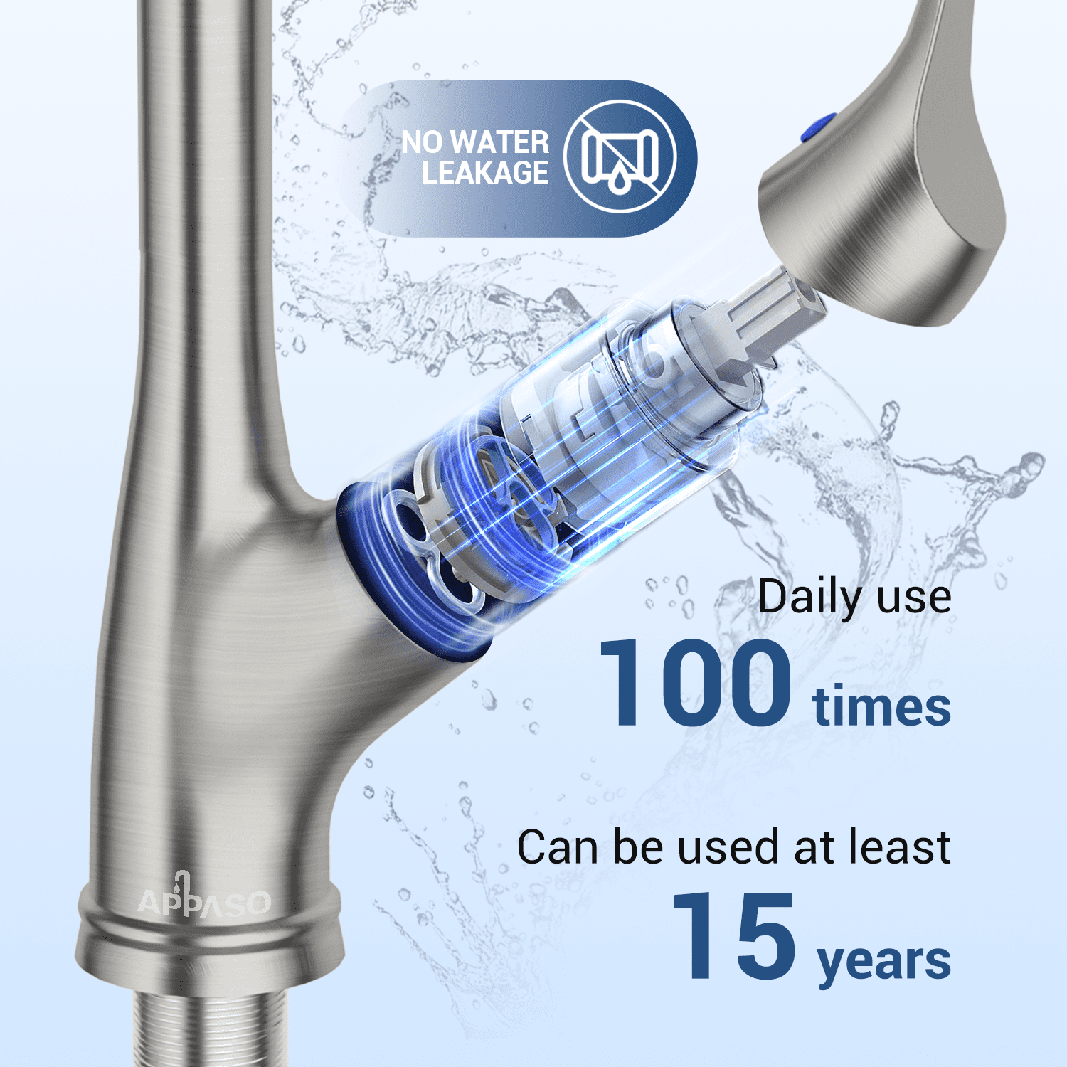 Appaso Pull Down Kitchen Faucet with Sprayer Stainless Steel Brushed Nickel - Single Handle Commercial High Arc Pull Out Spray Head with Deck Plate, Grifos De Cocina - Image 8