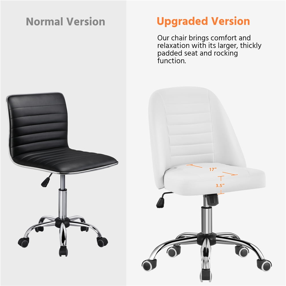 Alden Design Modern Tufted Faux Leather Armless Desk Chair for Home Office, White - Image 4