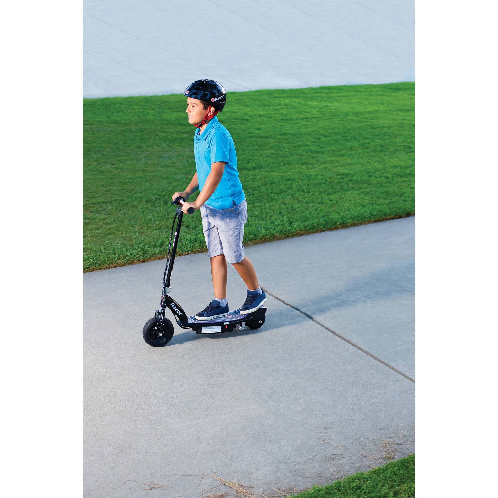 Razor E100 Glow Electric Scooter for Kids Age 8+, LED Light-Up Deck, 8" Air-filled Front Tire - Image 2