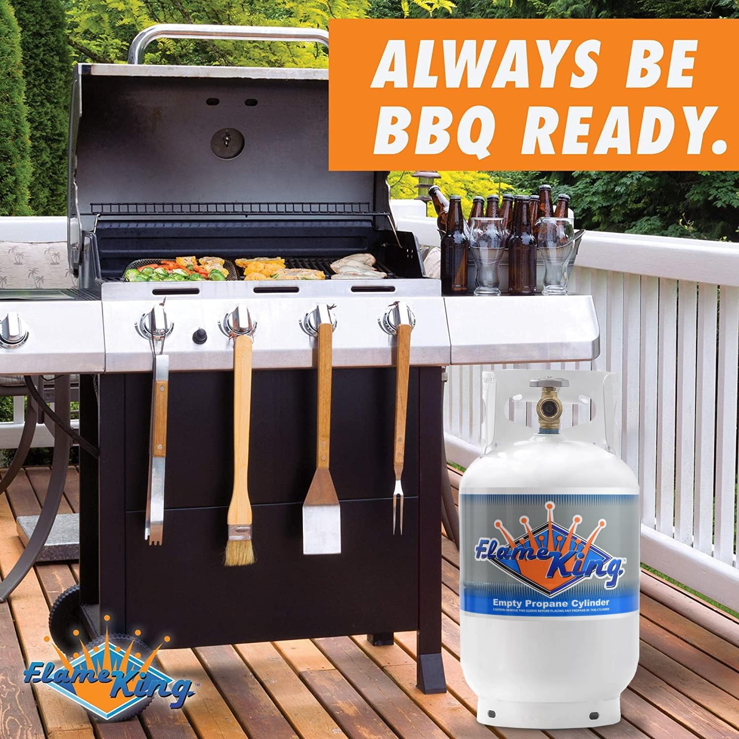 Flame King 30 lb. Propane Tank with Type 1 Overfill Protection Device Valve (Ships Empty) - Image 2