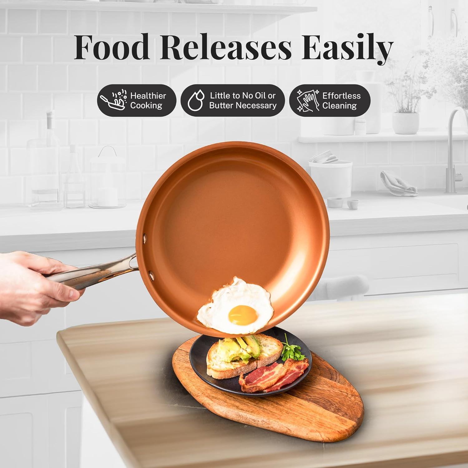 Gotham Steel Pro 8 Pc Nonstick Pots and Pans set Non Stick, Hard Anodized Ceramic Cookware Set Nonstick with Frying Skillet, Saucepan, Oven & Dishwasher Safe, Copper - Image 6