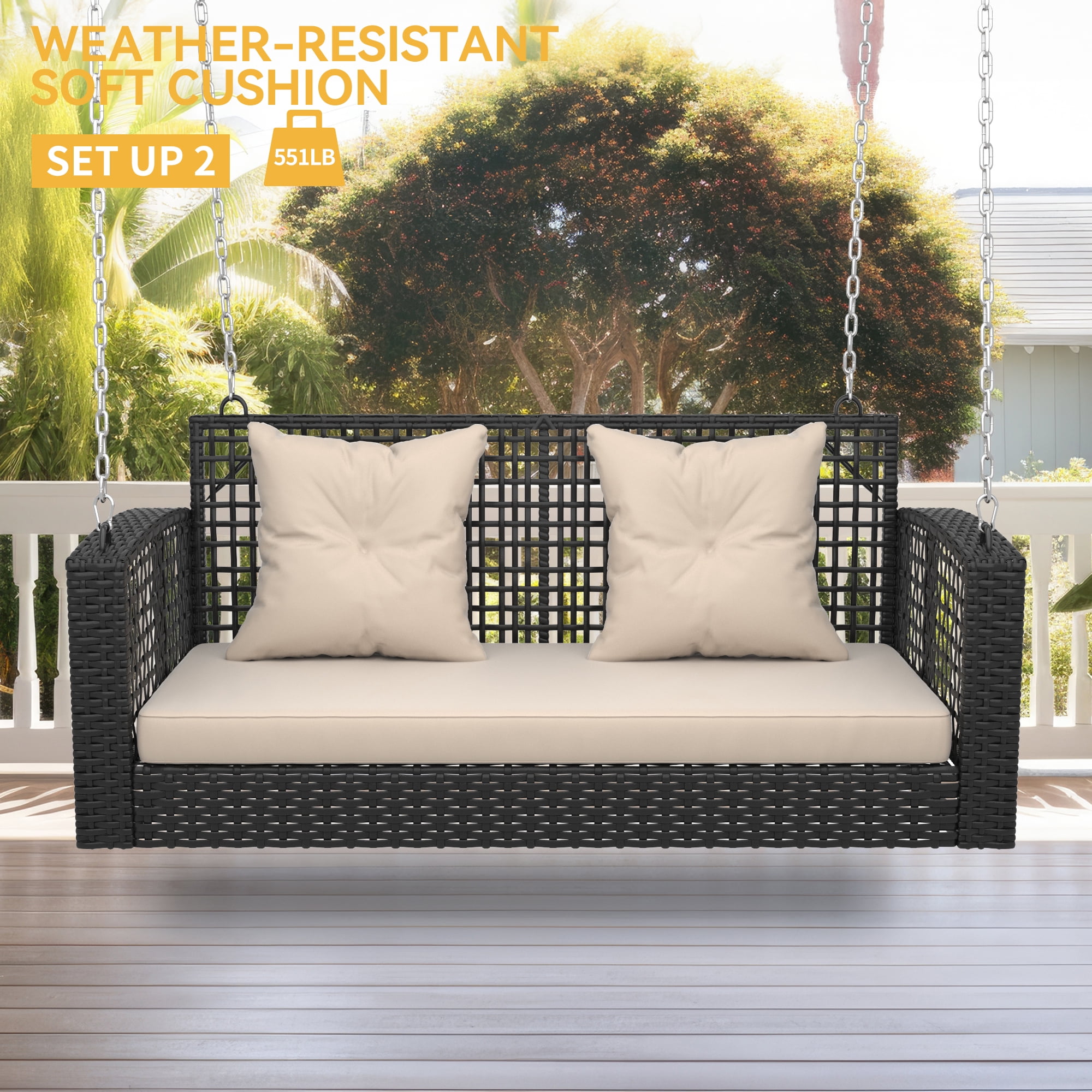 Dextrus Alloy Steel Adult Egg Hanging Chair, Black - Image 3