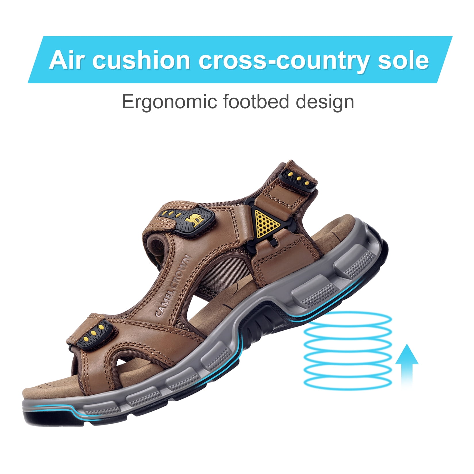 CAMEL CROWN Mens Leather Hiking Sandals Outdoor Beach Sports Male Water Sandals Fisherman Open Toe Shoes Adjustable Straps Athletic Sandals - Image 7