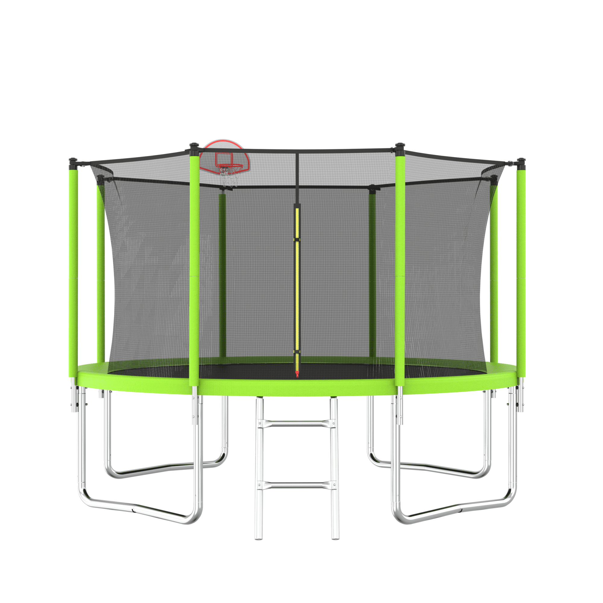 12FT Trampoline for Kids,Outdoor Trampoline with Basketball Hoop,Heavy-Duty Trampoline with Safety Enclosure Net,Green - Image 3