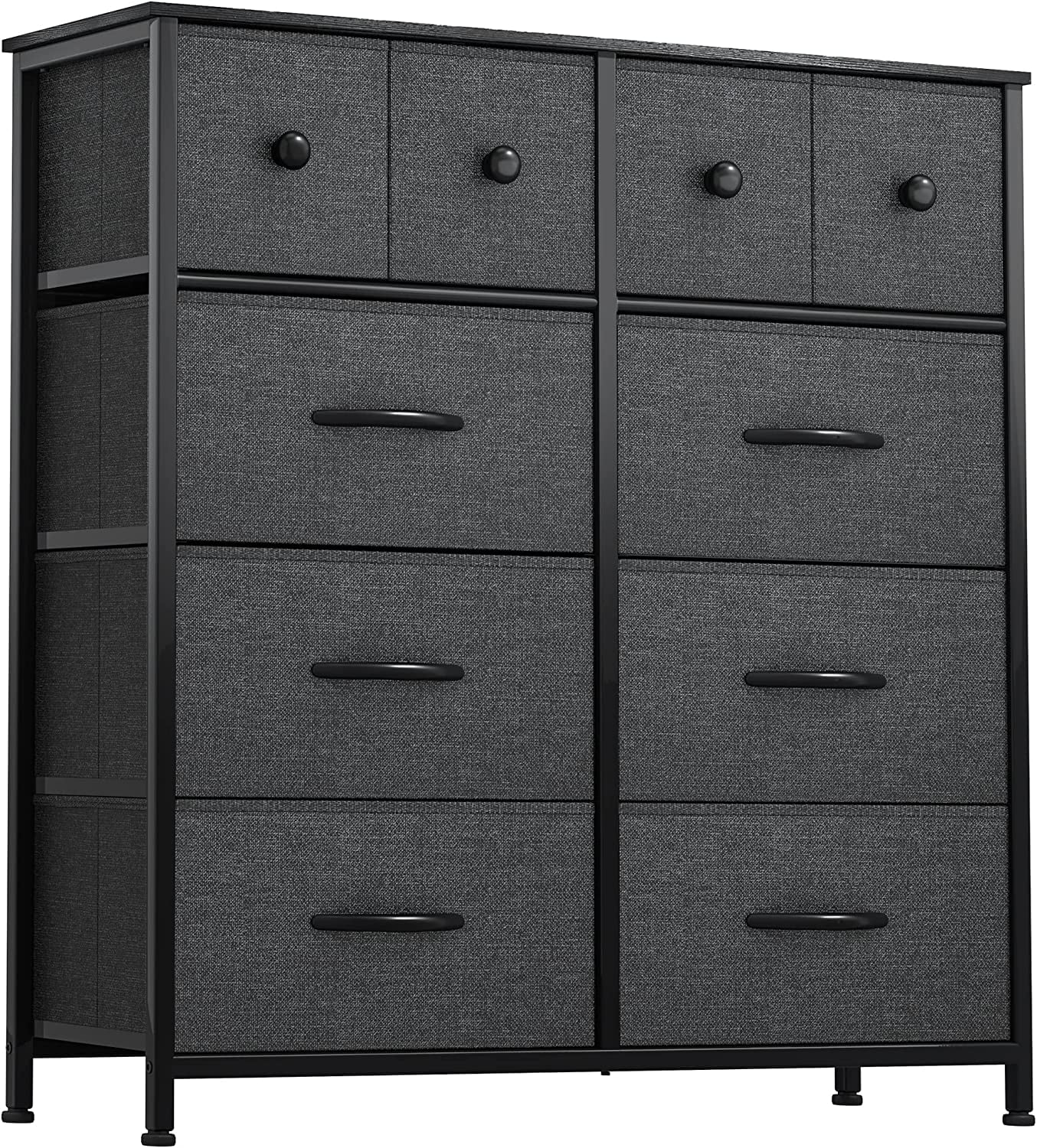DEXTRUS Fabric Dresser with 10 Drawers with Sturdy Steel Frame, Wooden Top for Bedroom, Gray - Image 4