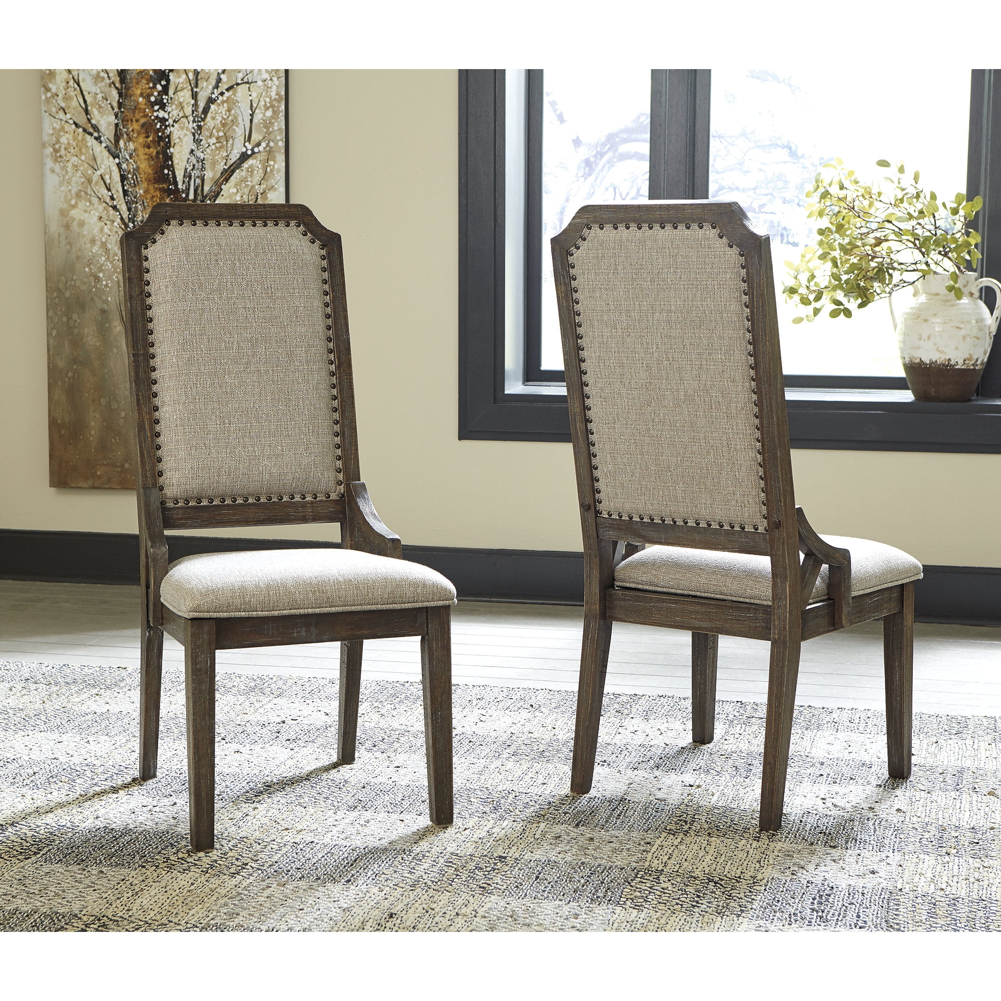 Signature Design by Ashley Wyndahl Rustic Modern Upholstered Dining Chair, Set of 2, Distressed Brown - Image 3