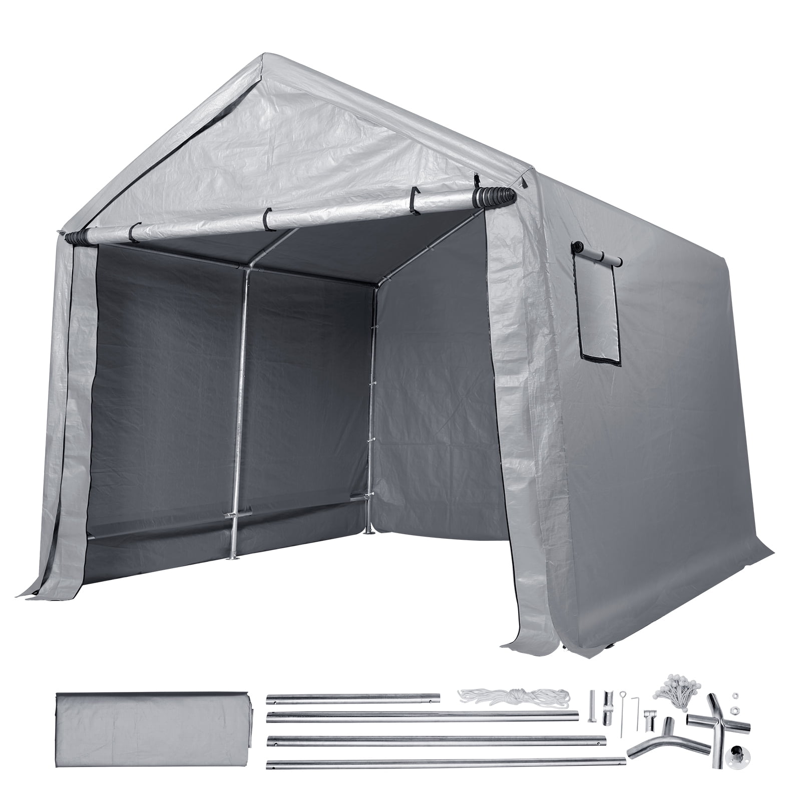 VEVOR Portable Shed Storage Shelter Outdoor, 10x10x8.5 ft Heavy Duty All-Season Instant Storage Tent Tarp Sheds with Roll-up Zipper Door and Ventilated Windows - Image 5