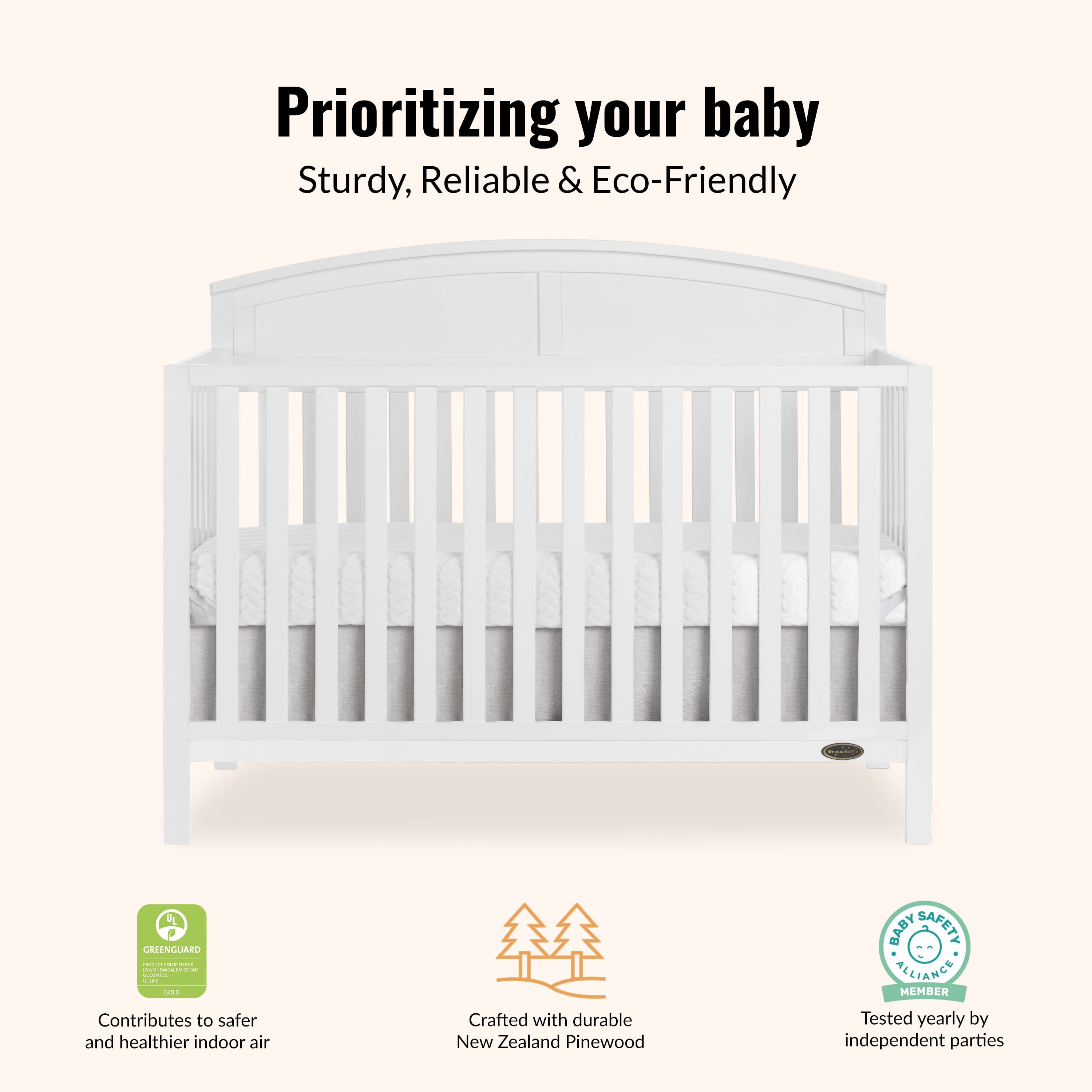 Dream On Me Storybrooke 5 in 1 Convertible Crib, White - Image 6