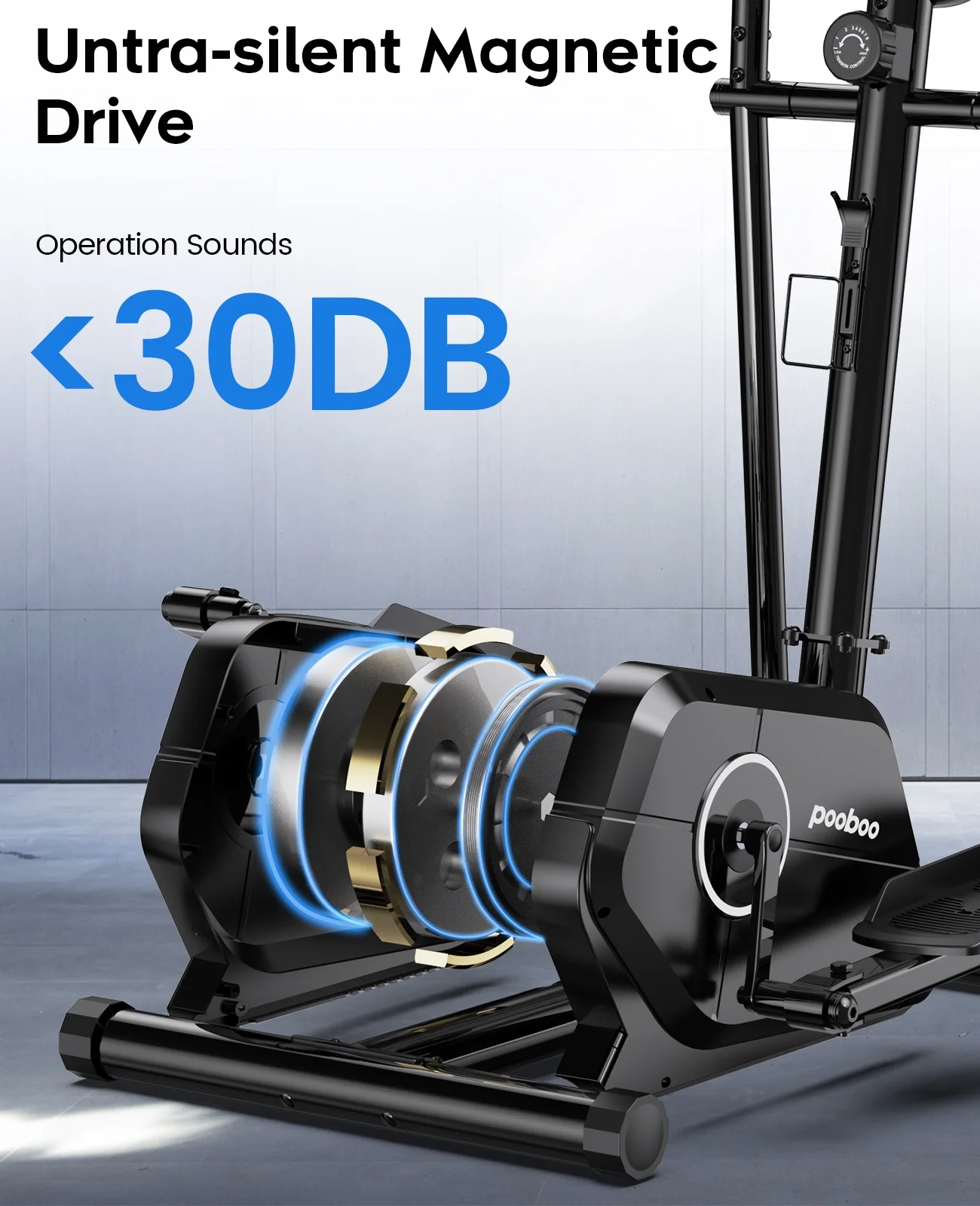 Pooboo Silent Magnetic Elliptical Bike Stationary Exercise Machine for Home Gym Cardio Workout 250lb - Image 8