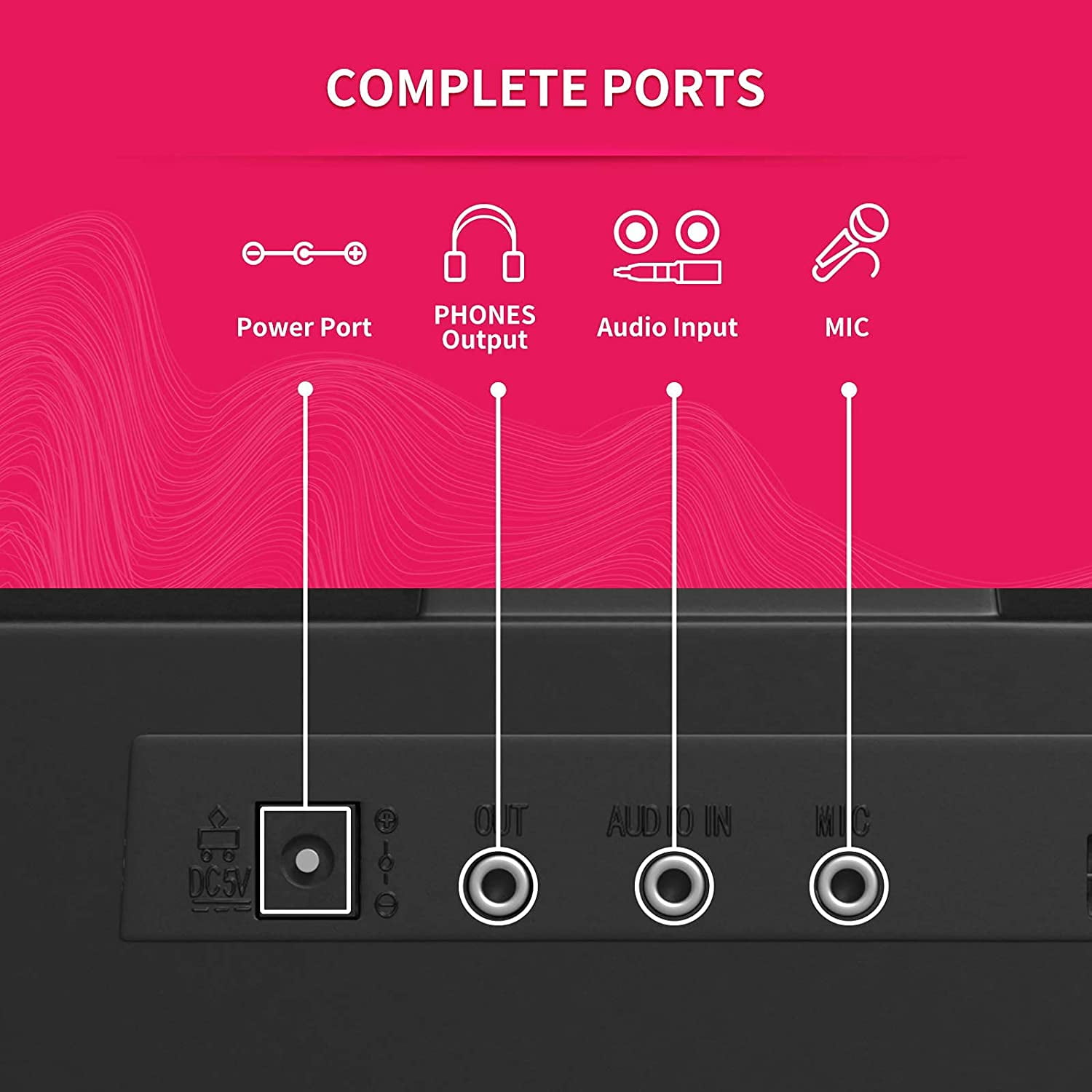 YouYeap 61 Key Portable Electric Piano Keyboard Set with Headphone, Stand, Stool and Power Supply - Image 10
