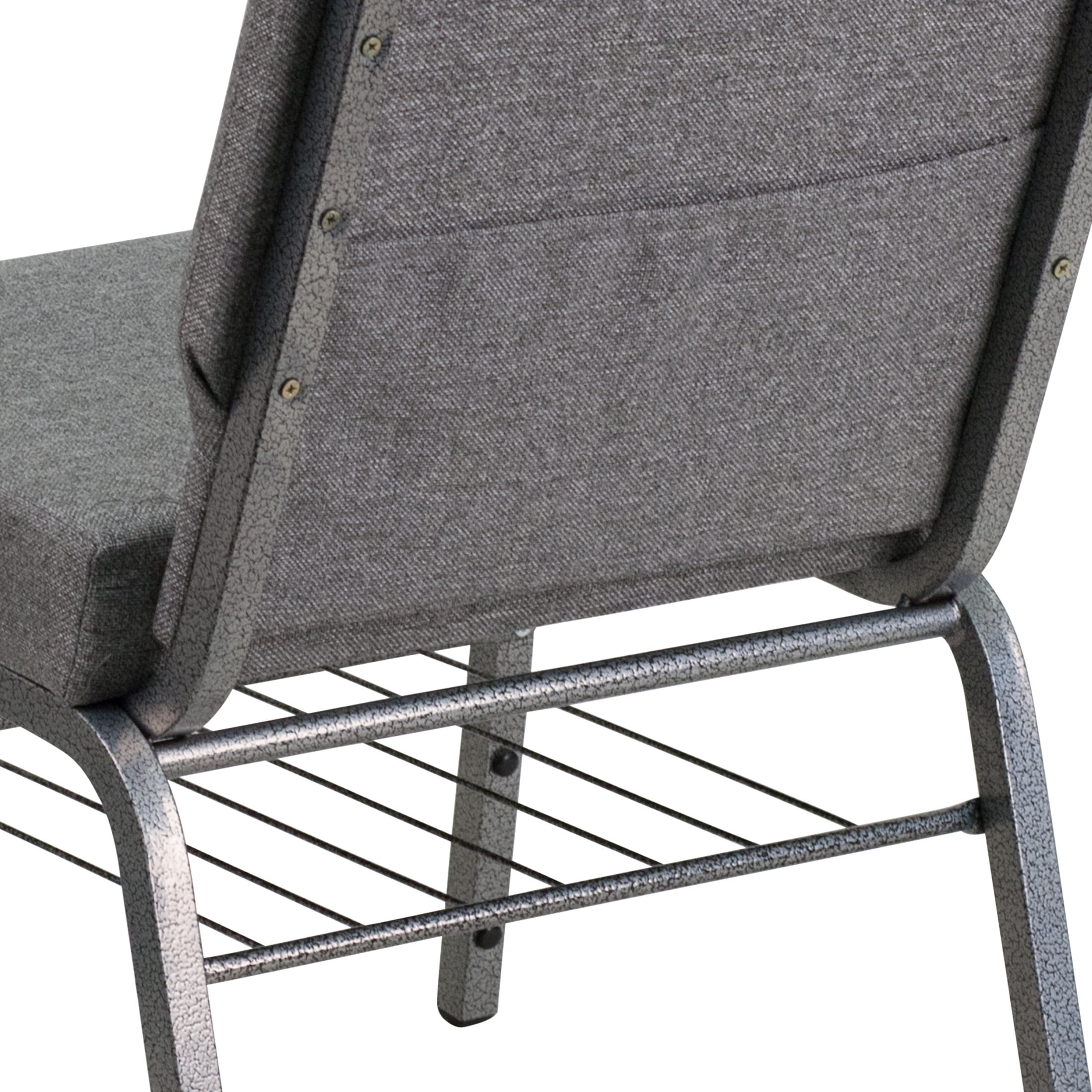 Flash Furniture Hercules Series 21"W Upholstered Adult Church Chair with Book Rack, Gray - Image 9