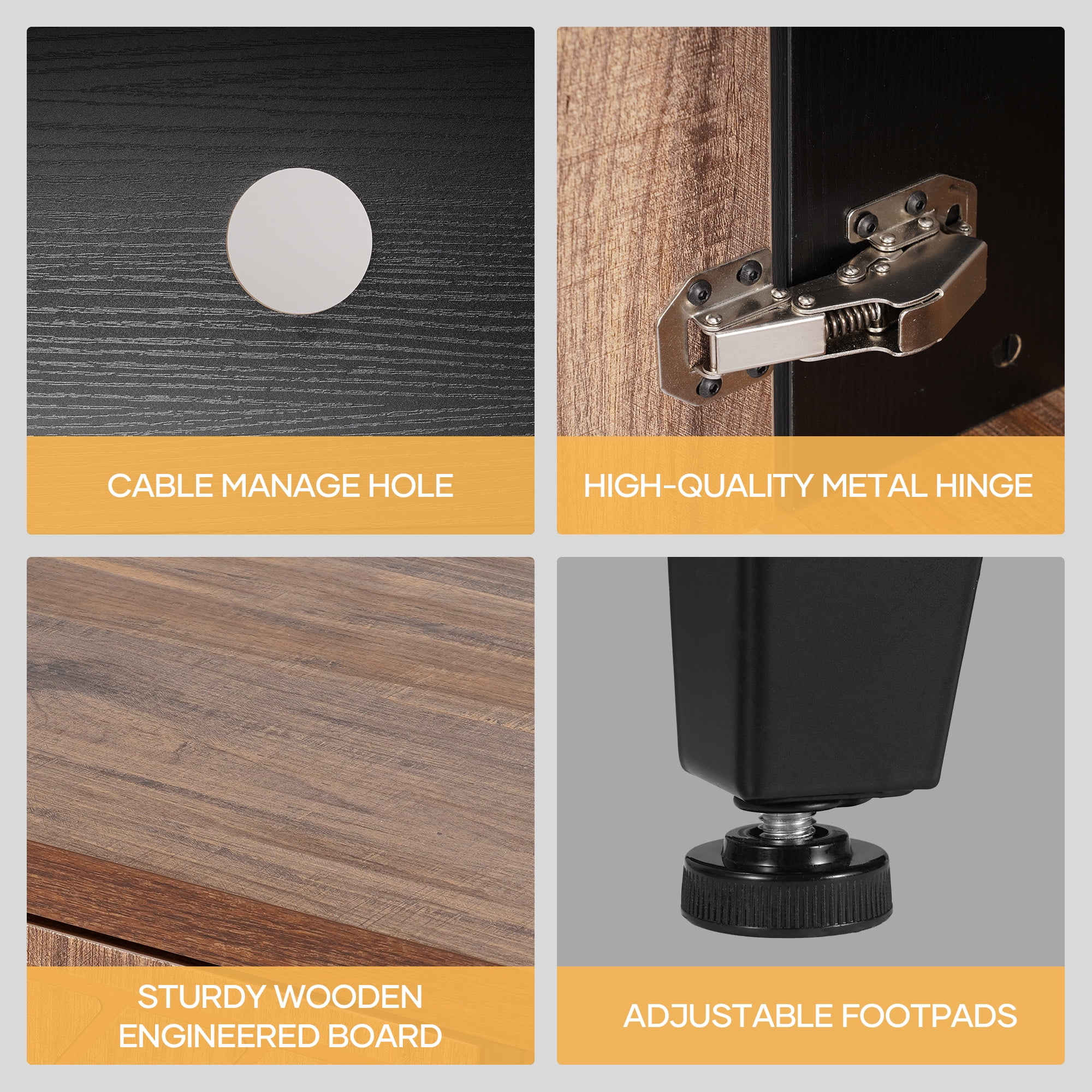 MARNUR 59" TV Stand for TVs up to 65", Entertainment Center Media Console Table with Storage, LED Light for Living Room, Mid-Century, Rustic Oak - Image 9