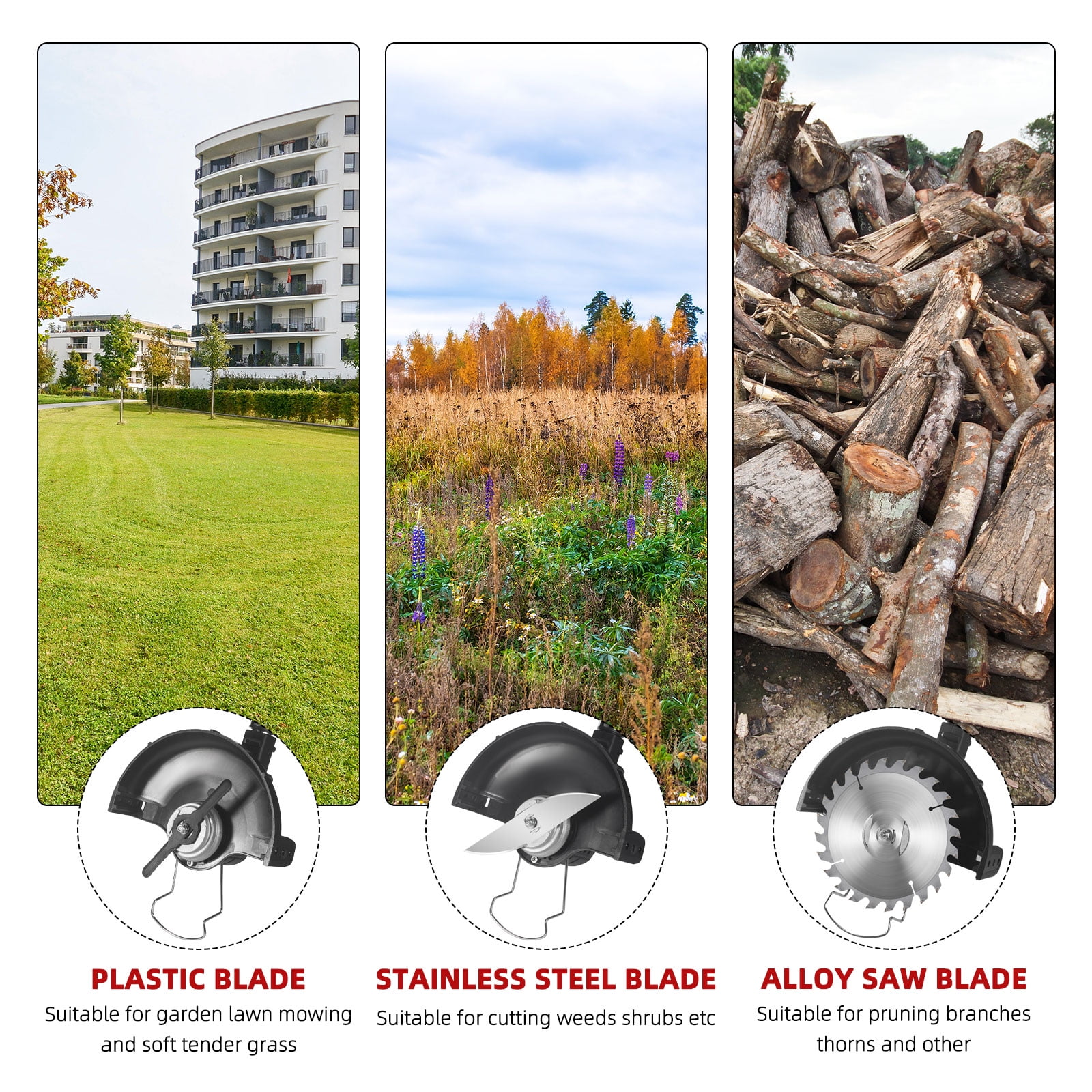 G·PEH Electric Weed Wacker Battery Powered,Cordless String Trimmer Edger with Wheels,Electric Weed Eater Cutter Lawn Mower Edger Tool,Adjustable Handle,3 Function Blades Cutter for Yard and Garden - Image 5