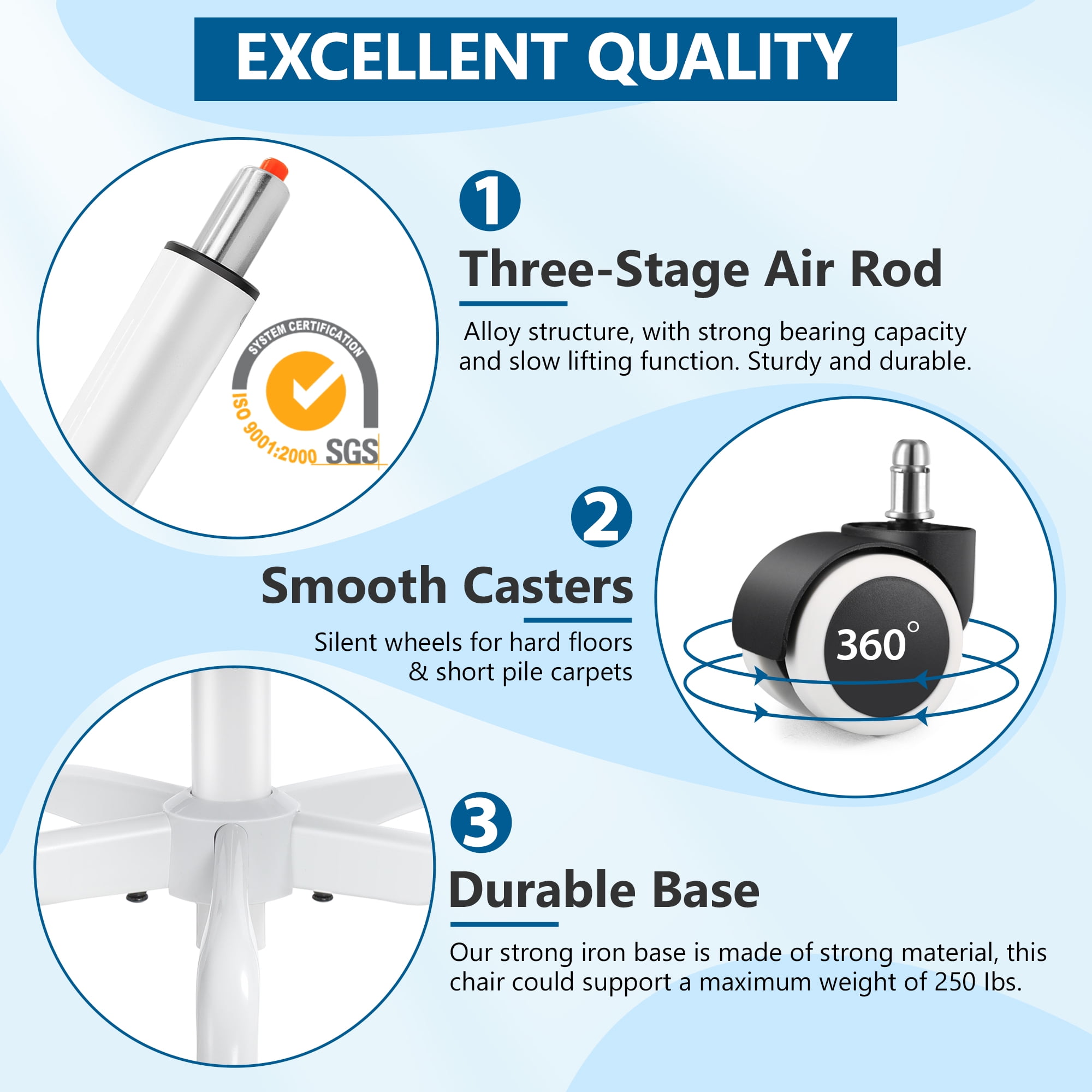 Coolhut Kids Desk Chair, Grey Study Chair for Boys Girls with Height Adjustable, Swivel Mesh Task Student Chairs for 4-12, Growing Teen Office Chair for Home/School/Office - Image 2