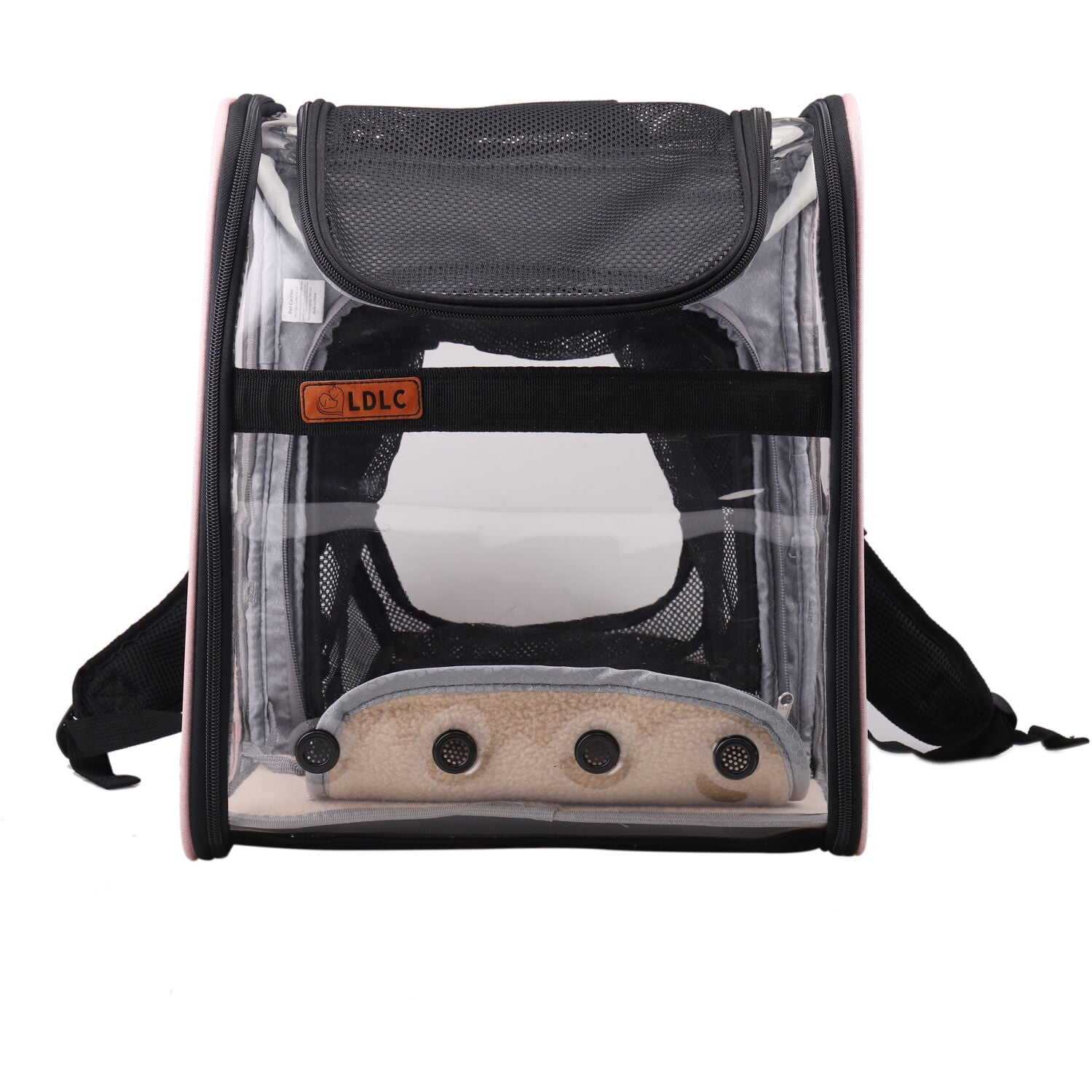 Critter Sitters Light Pink See-Through Pet Backpack for Small Dogs, Cats with Scratch Resistant Breathable Mesh Window | Airline Carry-On Approved | Safety Leash | Durable Transporation for Animals - Image 10