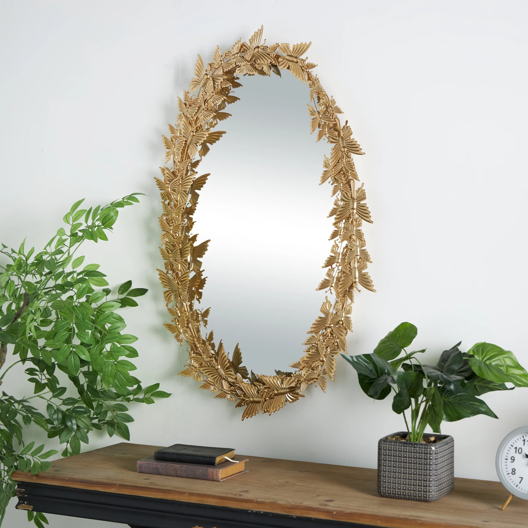 DecMode 19" x 33" Gold Oval 3D Butterfly Wall Mirror - Image 13