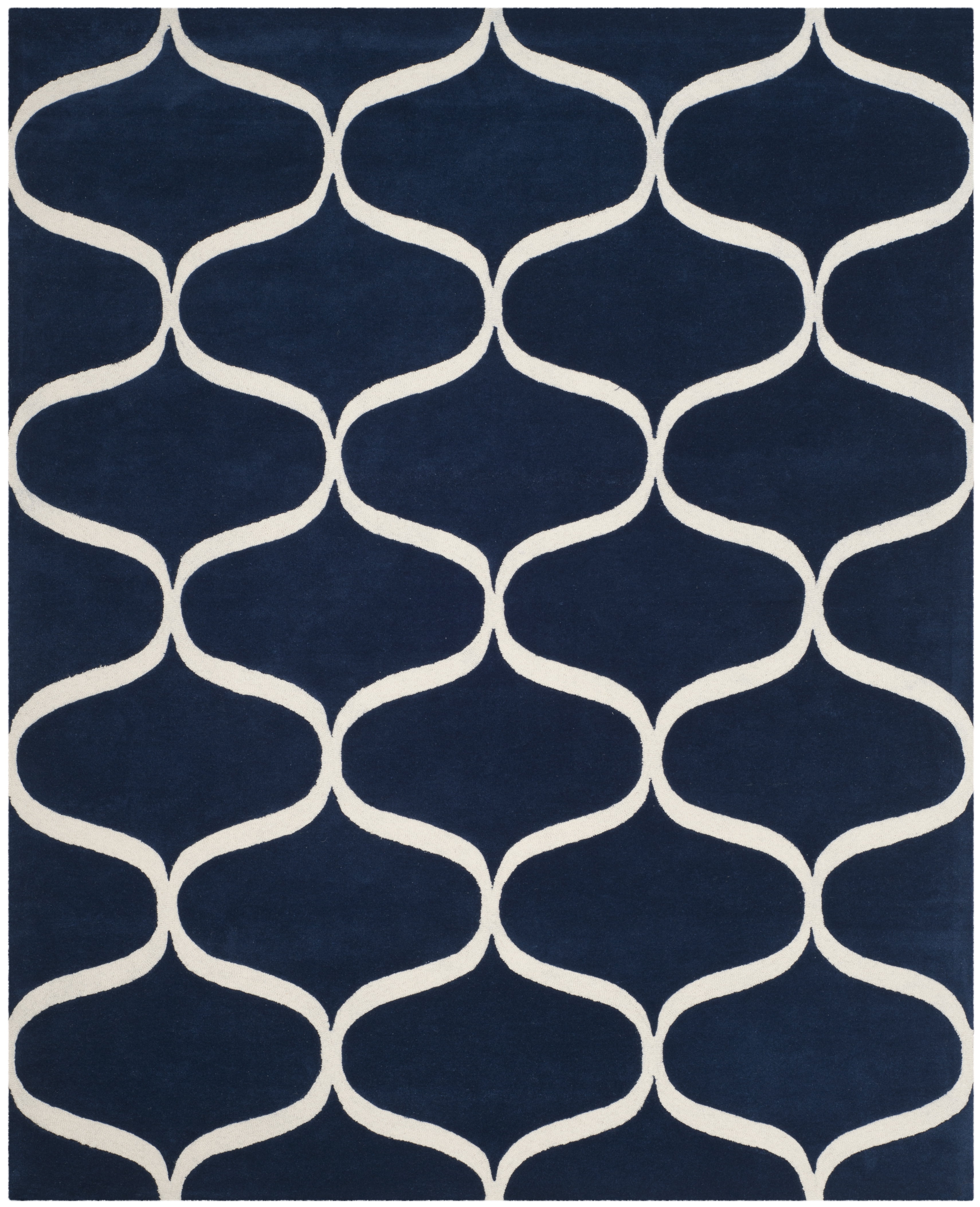 SAFAVIEH Cambridge Jared Geometric Wool Area Rug, Dark Blue/Ivory, 8' x 10' - Image 5