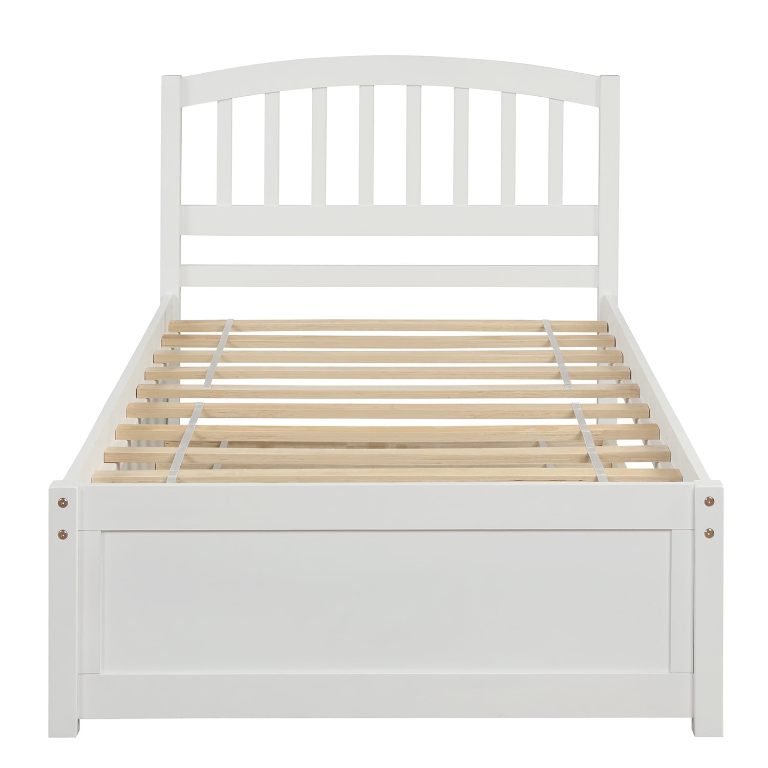 Aukfa Twin Platform Bed with Trundle - Trundle Bed with Headboard for Kids Teens - White - Image 6
