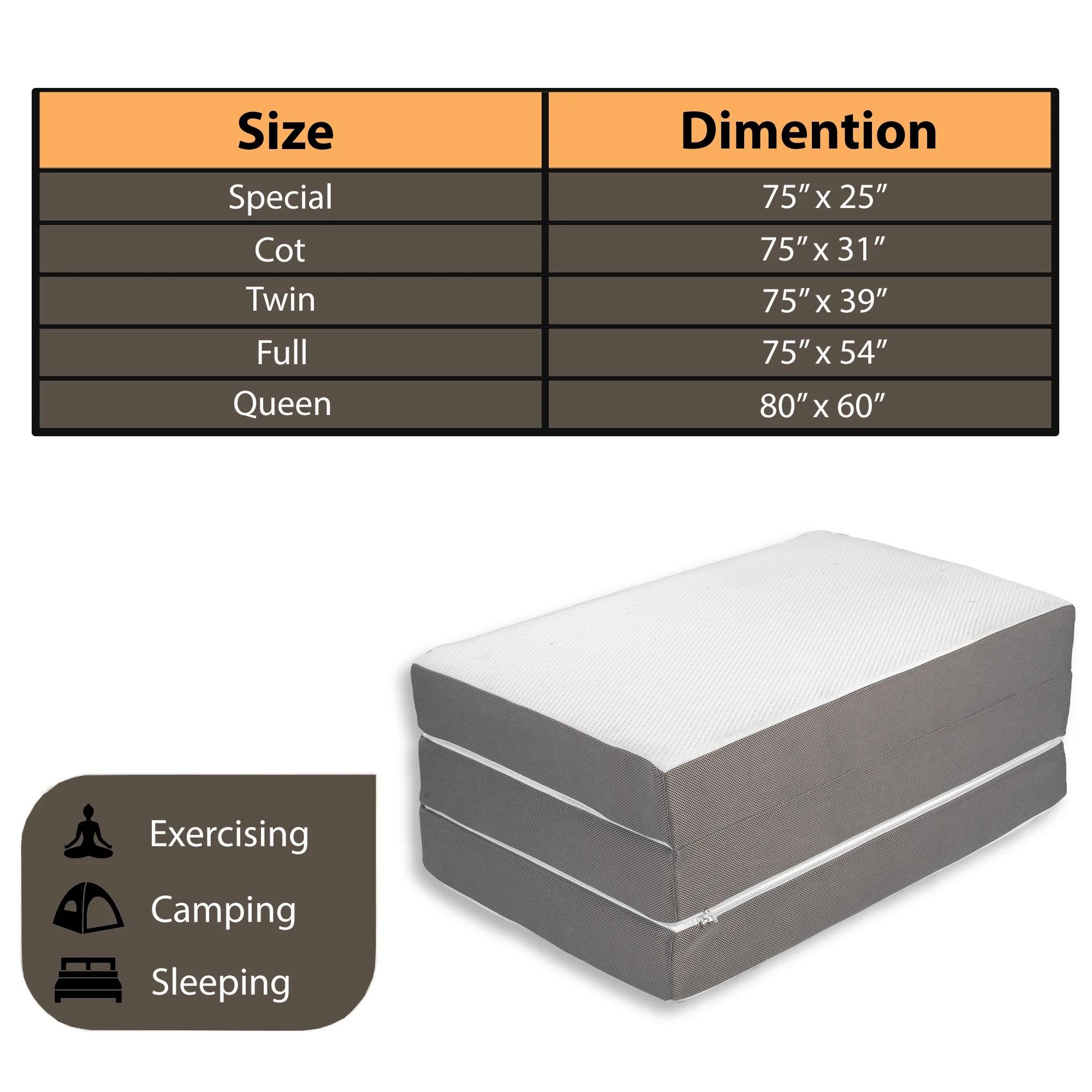 Continental Sleep Sunset, 3” Trifold Memory Foam Mattress, 25-inch, Non-Standard Size. - Image 7