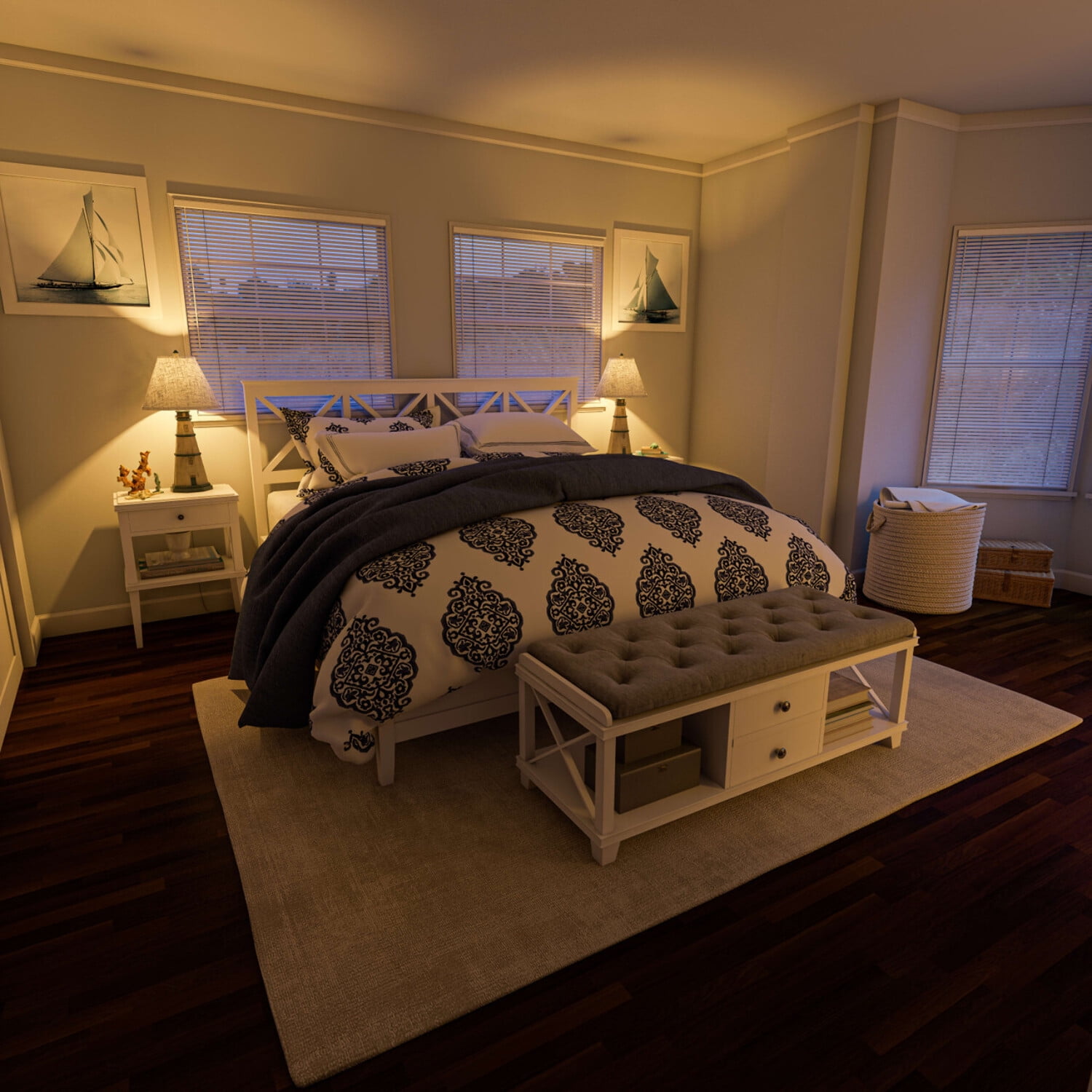 Kenroy Home Nantucket 31'' Table Lamp with White Fabric Empire Shade Coastal Table Light Fixture for Living Room, Bedroom or Office, Antique White - Image 5