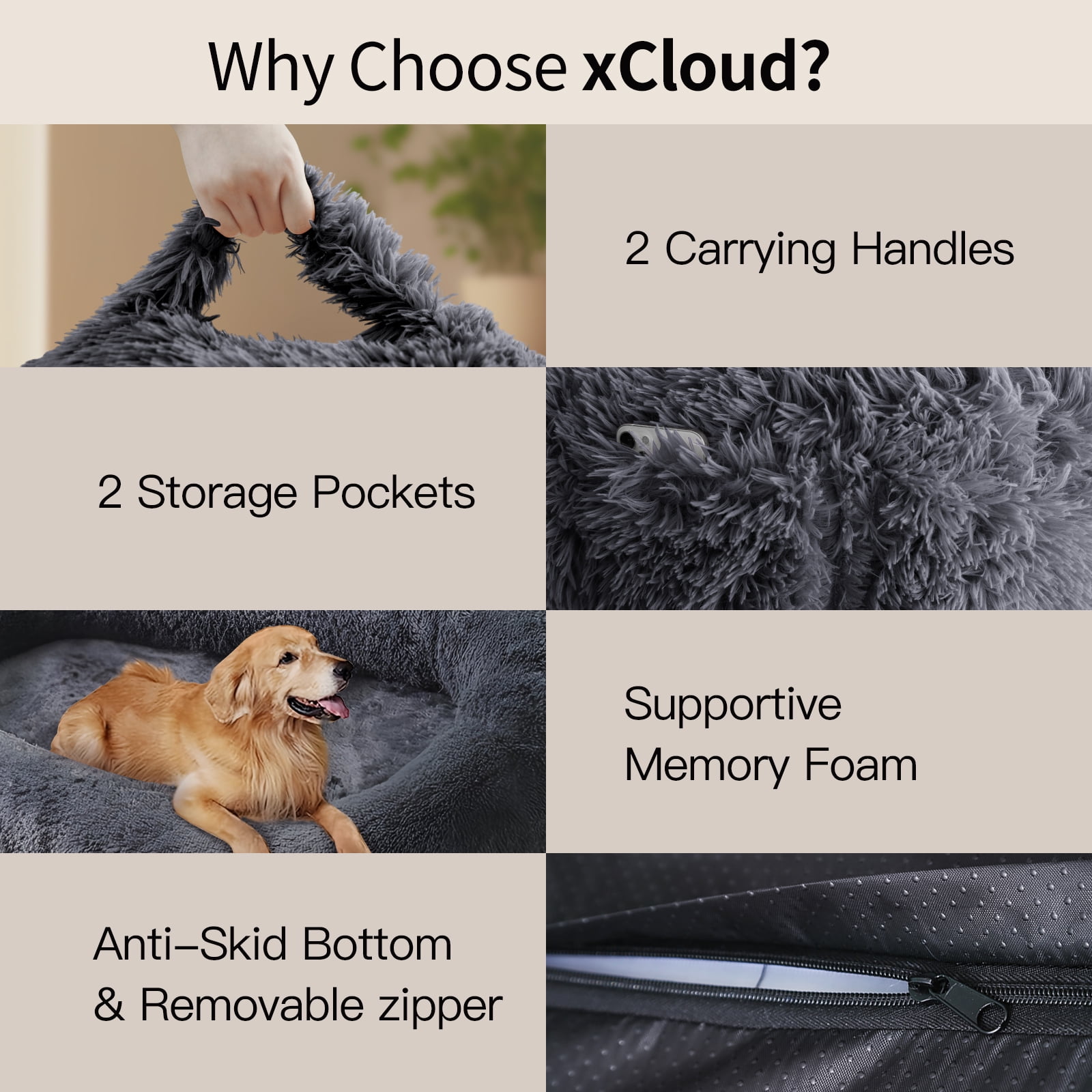 XCLOUD Human Dog Bed, 75''x45''x14'' Large Size Fits for Adults, Washable Cover Dog Bed, Present Plump with Pillow and Blanket, Dark Gray - Image 6